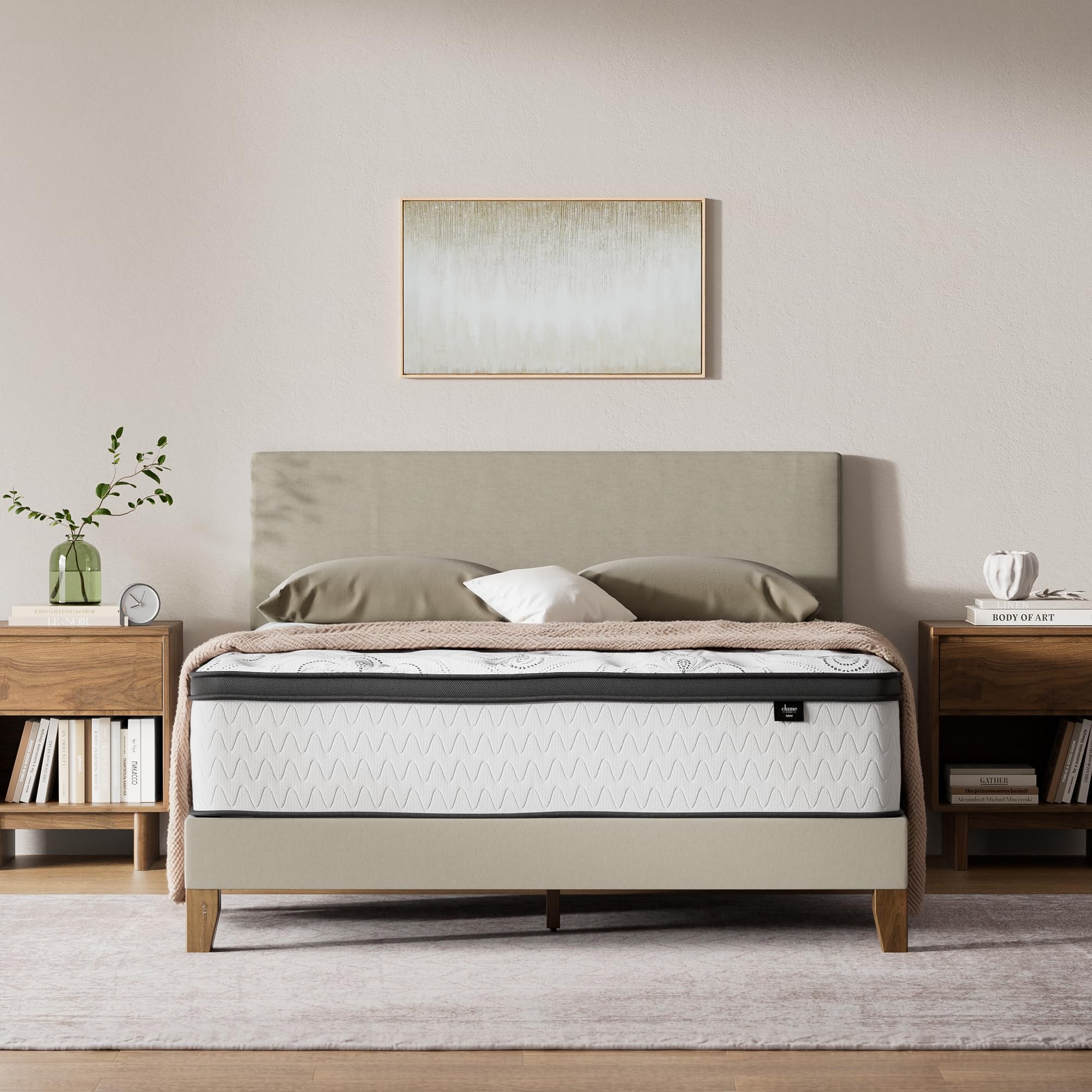 Chime Hybrid Queen 12" Mattress with Gel Memory Foam, Medium Firm, Pressure Relief, Fiberglass Free Mattress in a Box