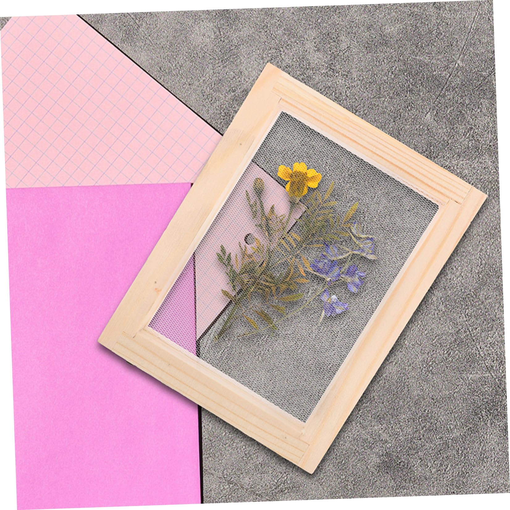 TOMETURE Set di 4 Telai in Legno 10X13X2,2 CM per Fabbricazione della Carta Rete, Utilizzabile per Attività Creative in Asilo Nido e Progetti Fiori Secchi