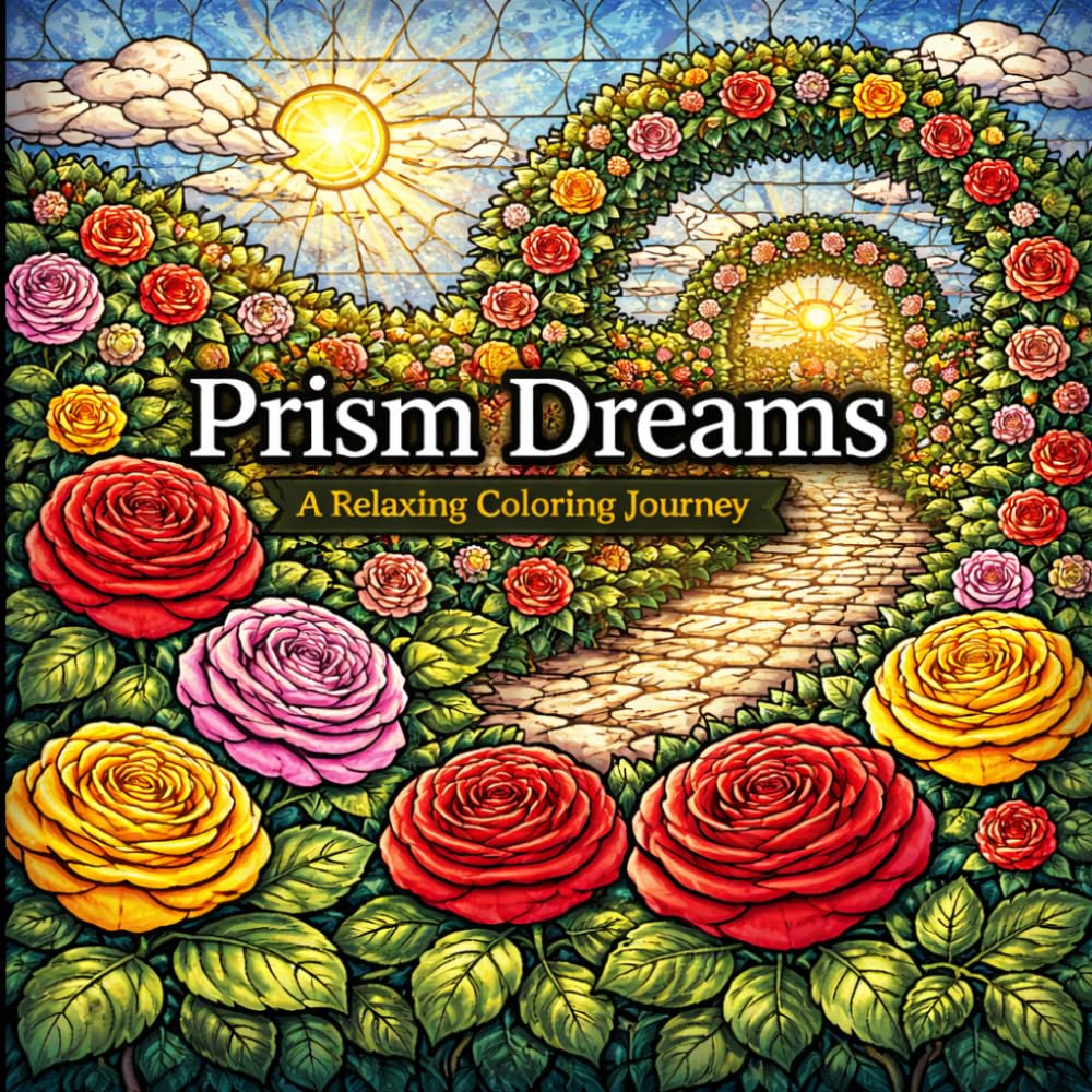 Prism Dreams: A Stained-Glass Coloring Journey