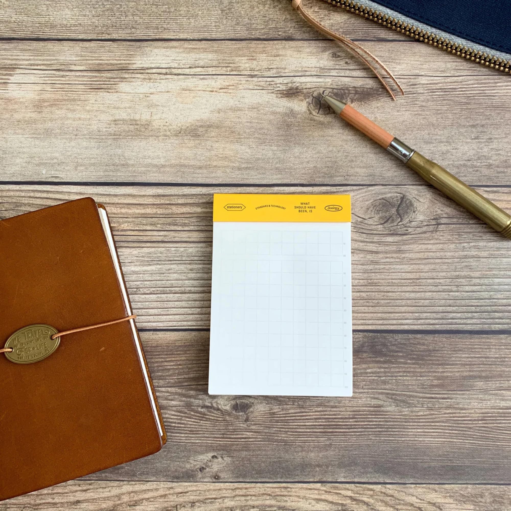 Stalogy Editor's Series Gridded Adhesive Memo Pad - Yellow, 2.9 X 4.2 Inches