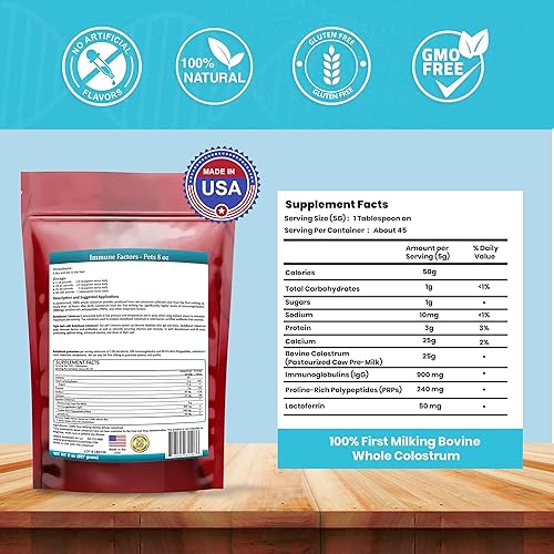 Vista 2 de BodyBoost Calostro para mascotas, polvo de calostro 100% bovino, suplemento de refuerzo inmunológico con inmunoglobulina y lactoferrina, súper