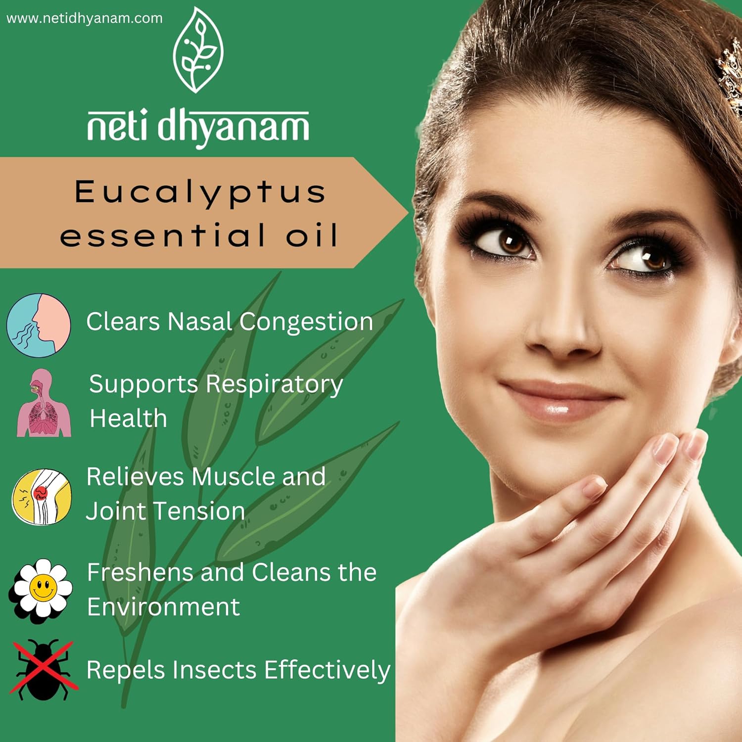 Neti Dhyanam Eucalyptus, Rosemary and Ilang Ilang Essential Oil | Rejuvenated, ideal for meditation and upliftment. Each pack 15ml (pack of 3) Neti Dhyanam Eucalyptus, Rosemary and Ilang Ilang Essential Oil | Rejuvenated, ideal for meditation and upliftment. Each pack 15ml (pack of 3)