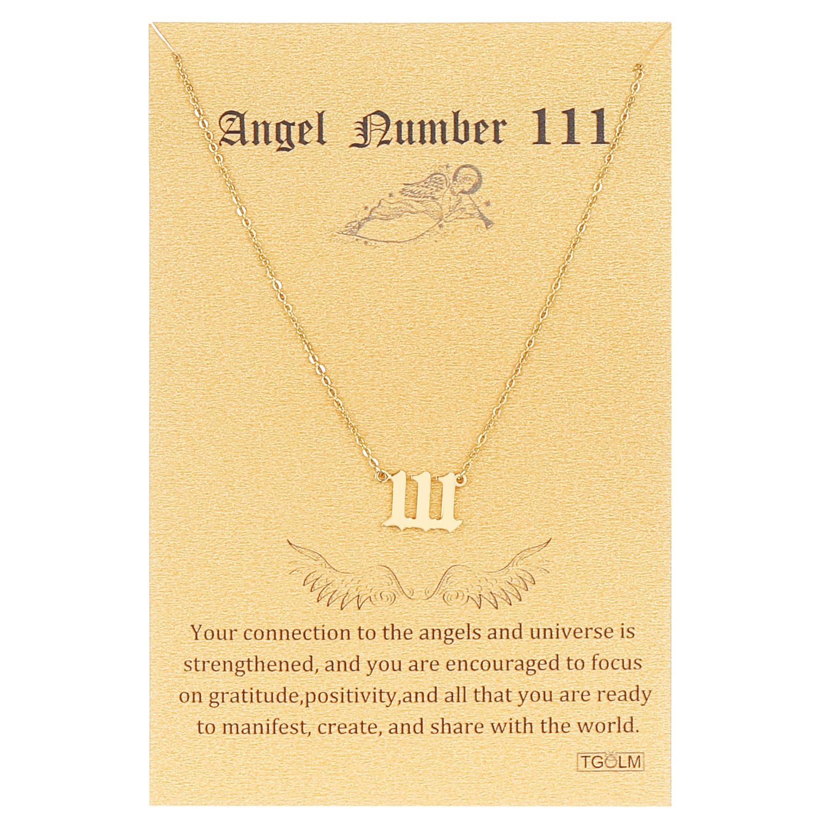 TGOLM Angel Number Necklace 18k Gold Plated Stainless Steel Faux Pearl Choker Chain Aesthetic Accessories Jewelry for Women 16"
