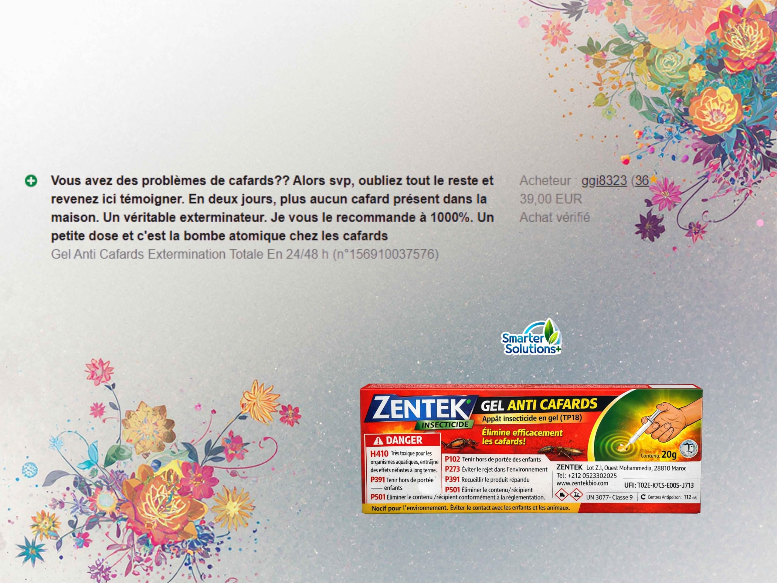 Gel Anti Cafards Extermination Totale En 24/48 h