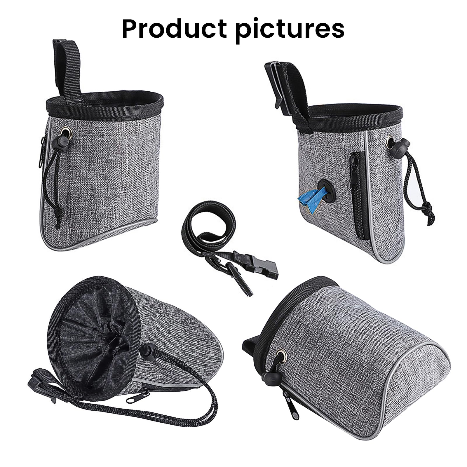 maxtachi Dog Treat Bag for Walking, Hand-Free Dog Walking Bag with Adjustable Waist Belt and Built-in dog waste bag dispenser, Treat Pouch for Dog Training for Pet Puppy Travel or Outdoor Use - Image 2