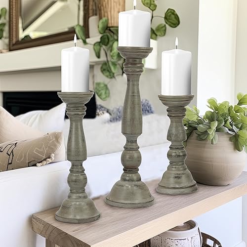 Miniatura 2 de Cotton Craft, soporte vertical, de madera, 3 unidades, tamaño 17, 14 y 11 pulgadas, los intrincados detalles y el tallado a mano hacen que sea un