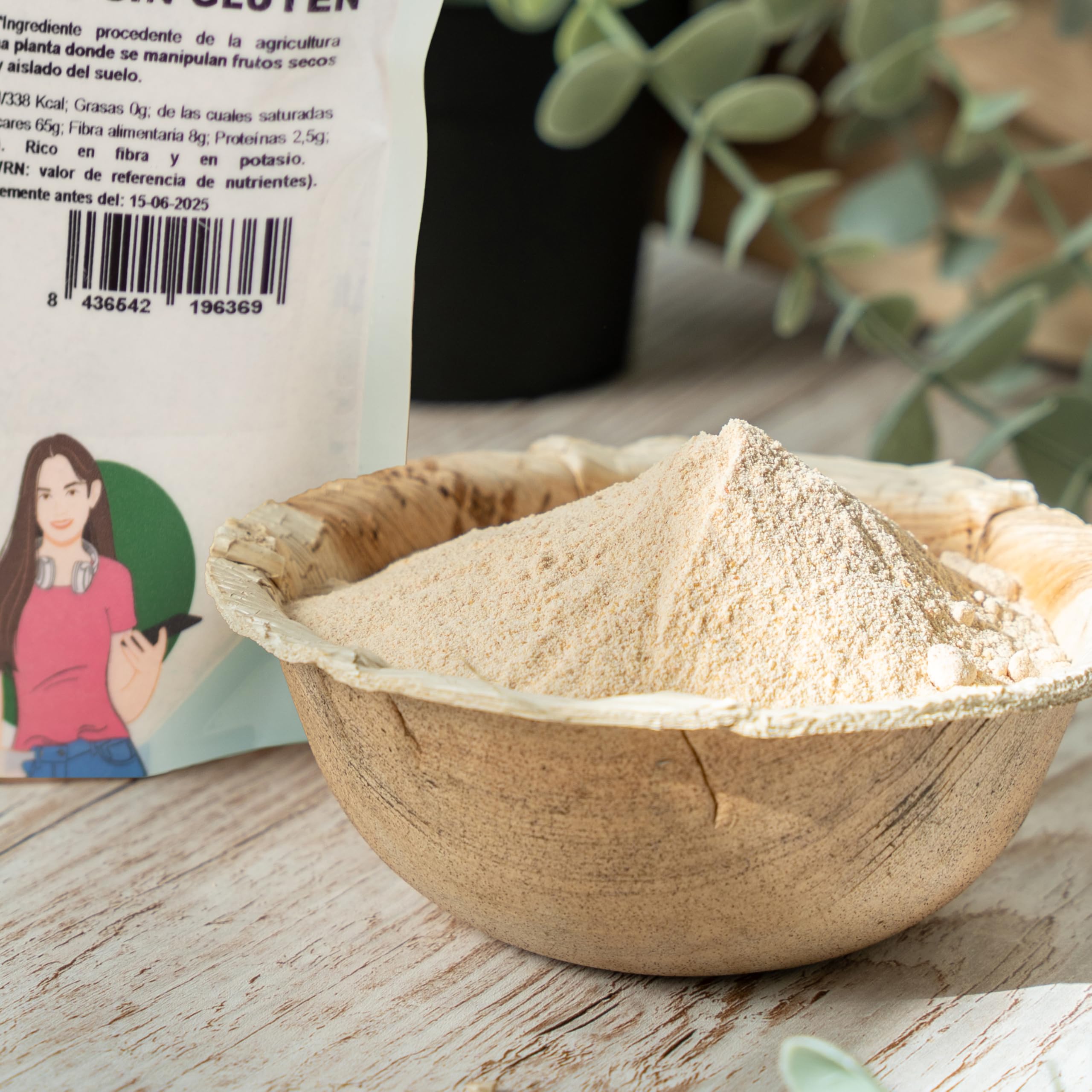NaturGreen - Harina de Dátiles Bio, Pack 9 x 200 g, 100% Natural, Fuente de Proteínas y Fibra, Sin Gluten, Ideal para Repostería y Mezclas Keto