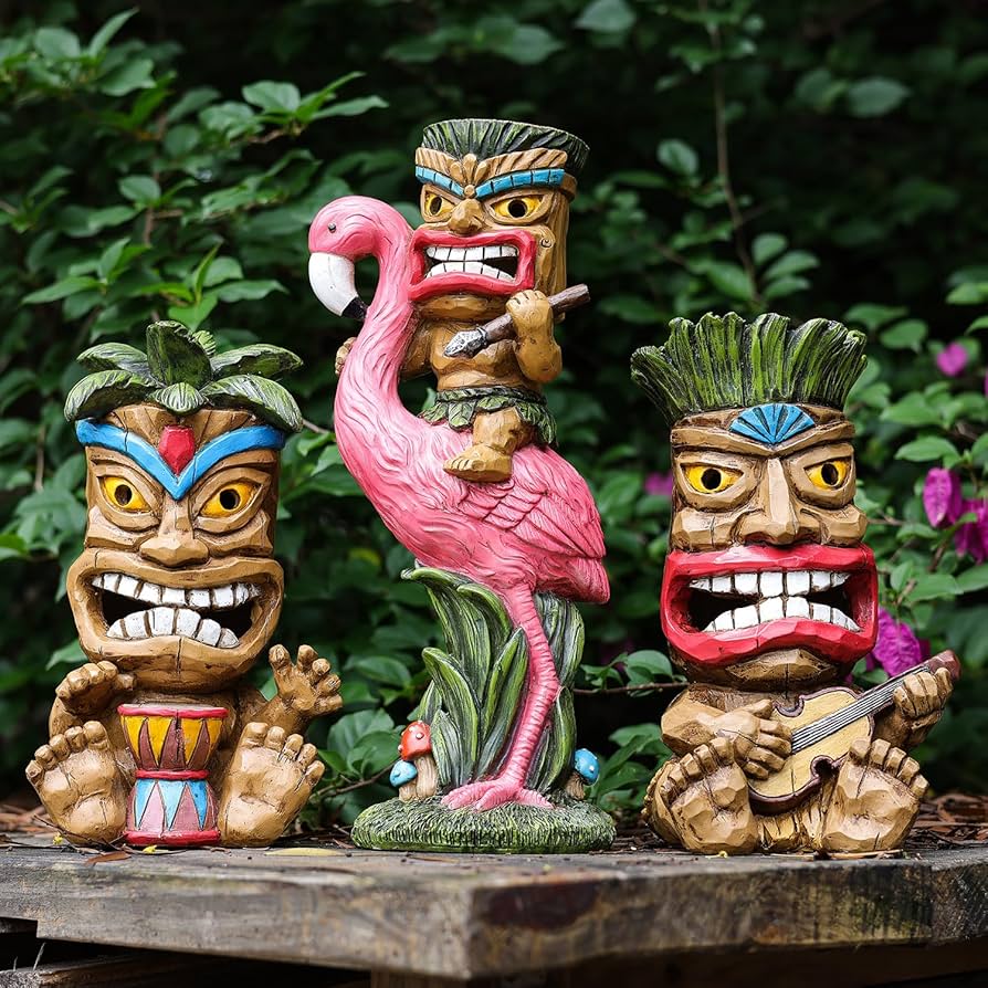 Amazon.com : Yiosax Outdoor Solar Tiki Statue 3Pcs