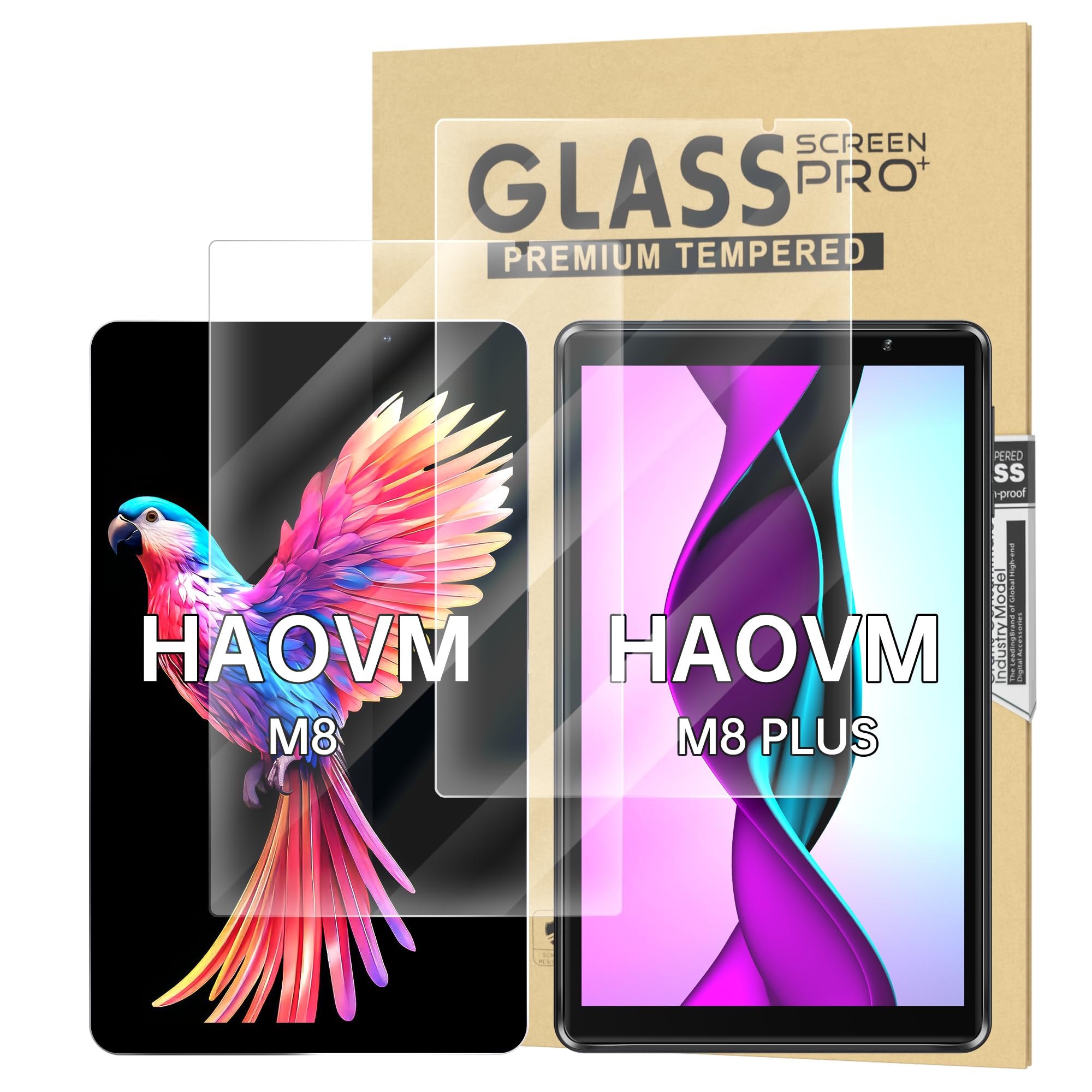 HAOVM Screen Protector Designed for HAOVM M8/M8 Plus 8" Tablet, Tempered Glass Screen Protector, Anti-Scratch High Definition Anti-Fingerprint,[2 Pack]