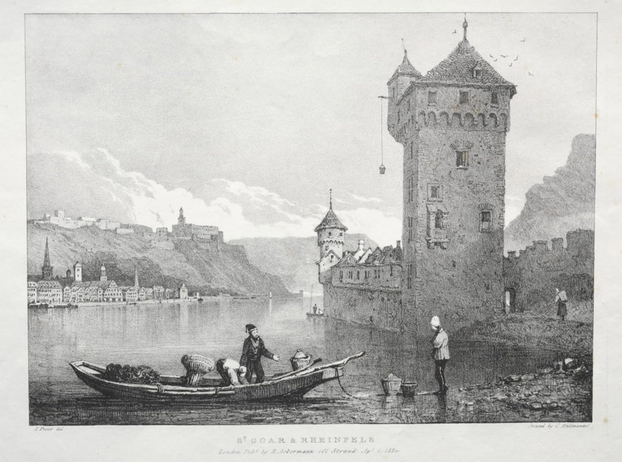 ARTXLXXBN Famous Painting Art Wall Decor Abstract Art Picture St Goar and Rheinfels by Samuel Prout Animal Pictures for Home Decor 60x90cm
