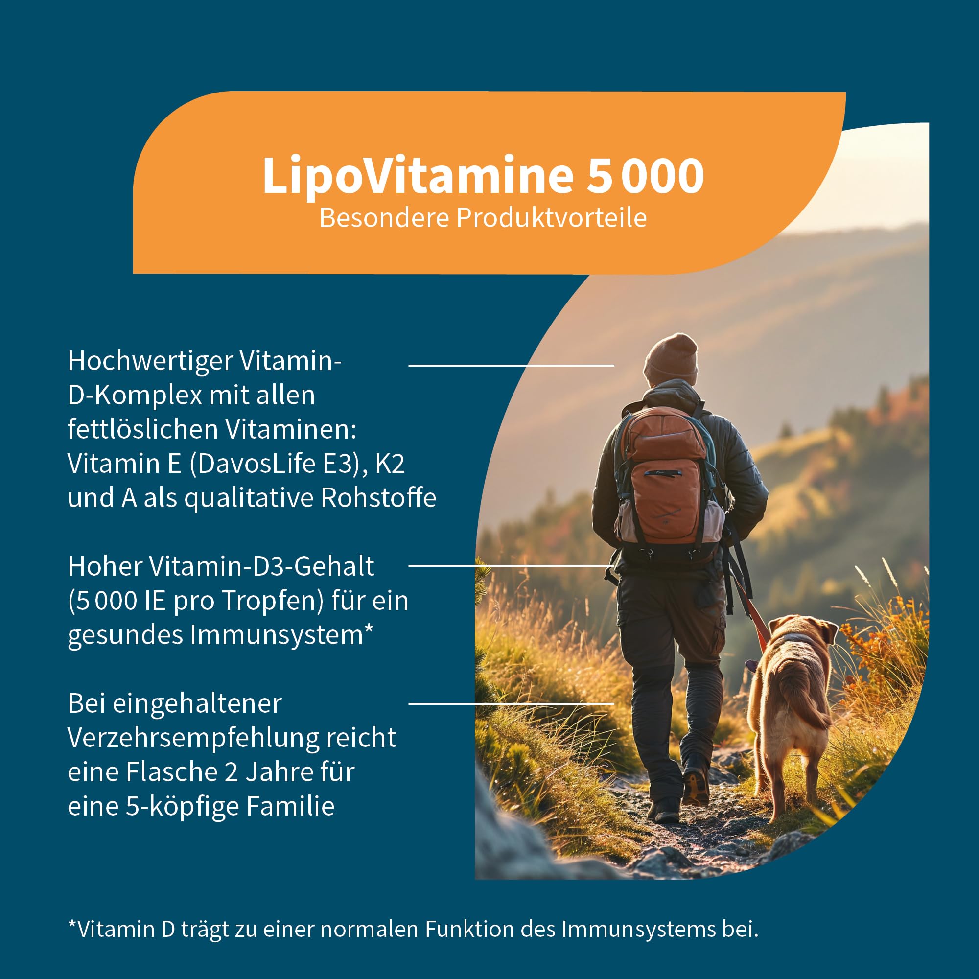 NatuGena Lipo Vitamine 5000, Vitamin D3, E, K, A, trägt zu einer normalen Funktion des Immunsystems bei, 20 ml / 700 Tropfen (Familienpackung)