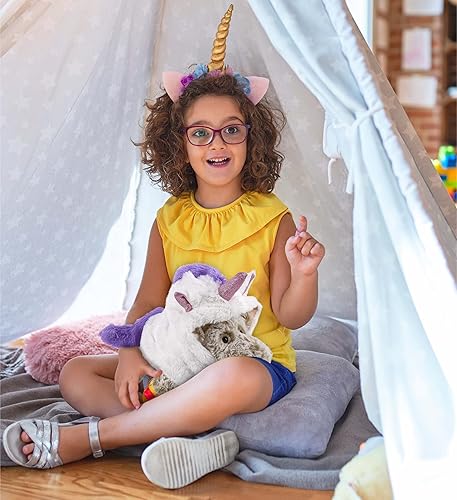 Miniatura 6 de DolliBu Juguete de peluche de unicornio de alce acostado, disfraz de alce súper suave con traje de unicornio de felpa extraíble, bonito regalo de