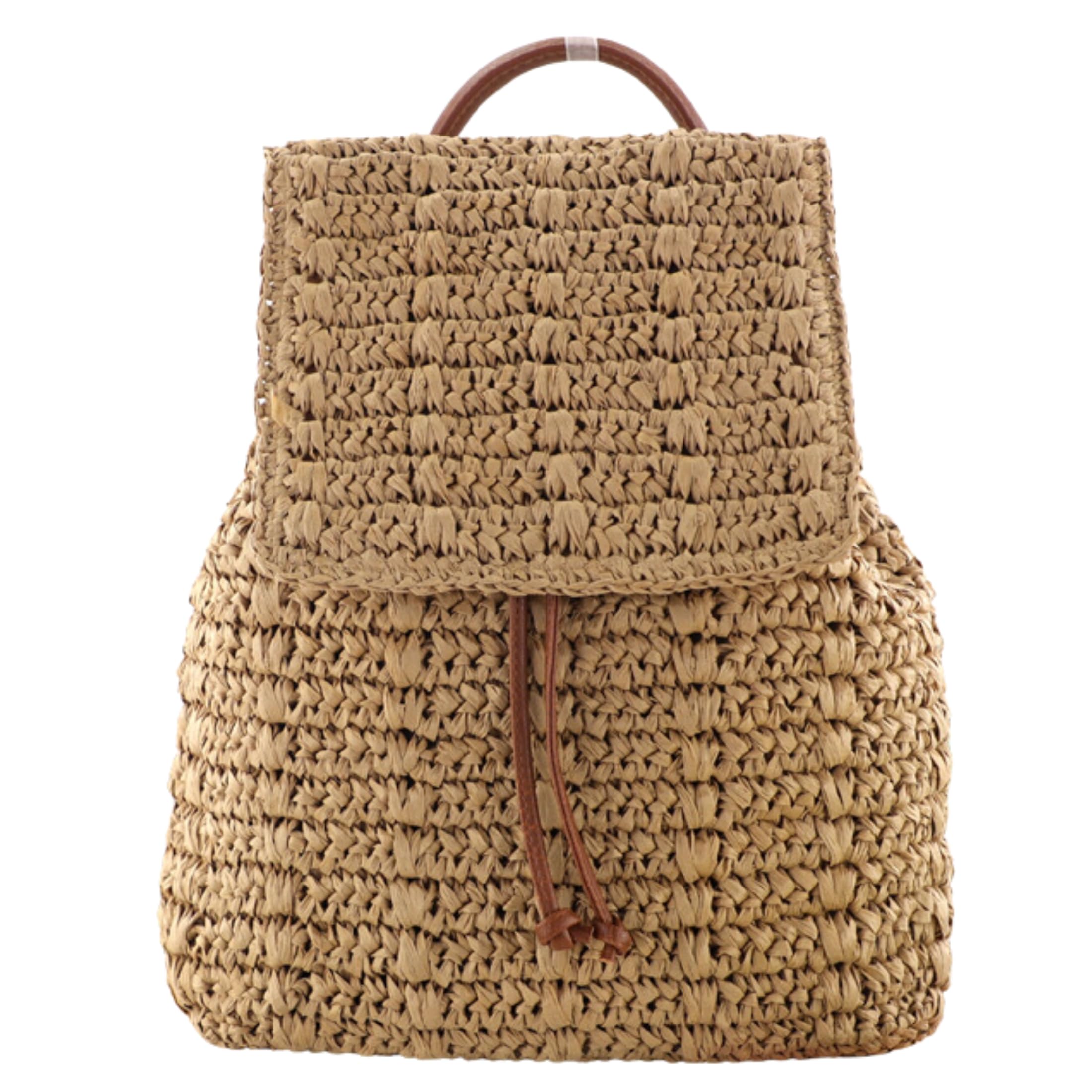 Newphoria P100 Handmade Woven Crochet Straw Backpack - Flap Drawstring Lightweight Hobo Purse Handbag Shoulder Bag for Women/Girls (P100-BIGFLAP) (B0D9GS2674) Amazon Price History, Amazon Price Tracker