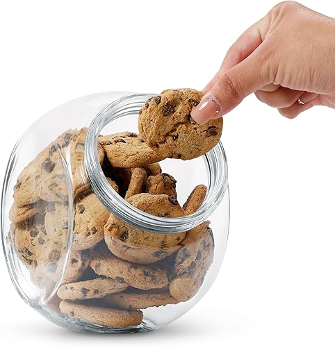 Miniatura 3 de Simpli-Magic Tarro de cristal para galletas (paquete de 2) con tapa de sellado hermético de plástico, pantalla de 2 vías, tarro de almacenamiento de