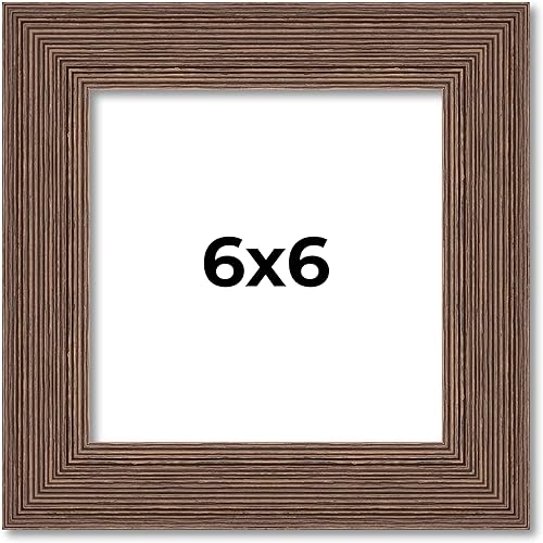 Marco de fotos de madera real marrón de granja de 6 x 6 pulgadas de ancho de 1.5 pulgadas | Profundidad del marco interior de 0.5 pulgadas | Marco