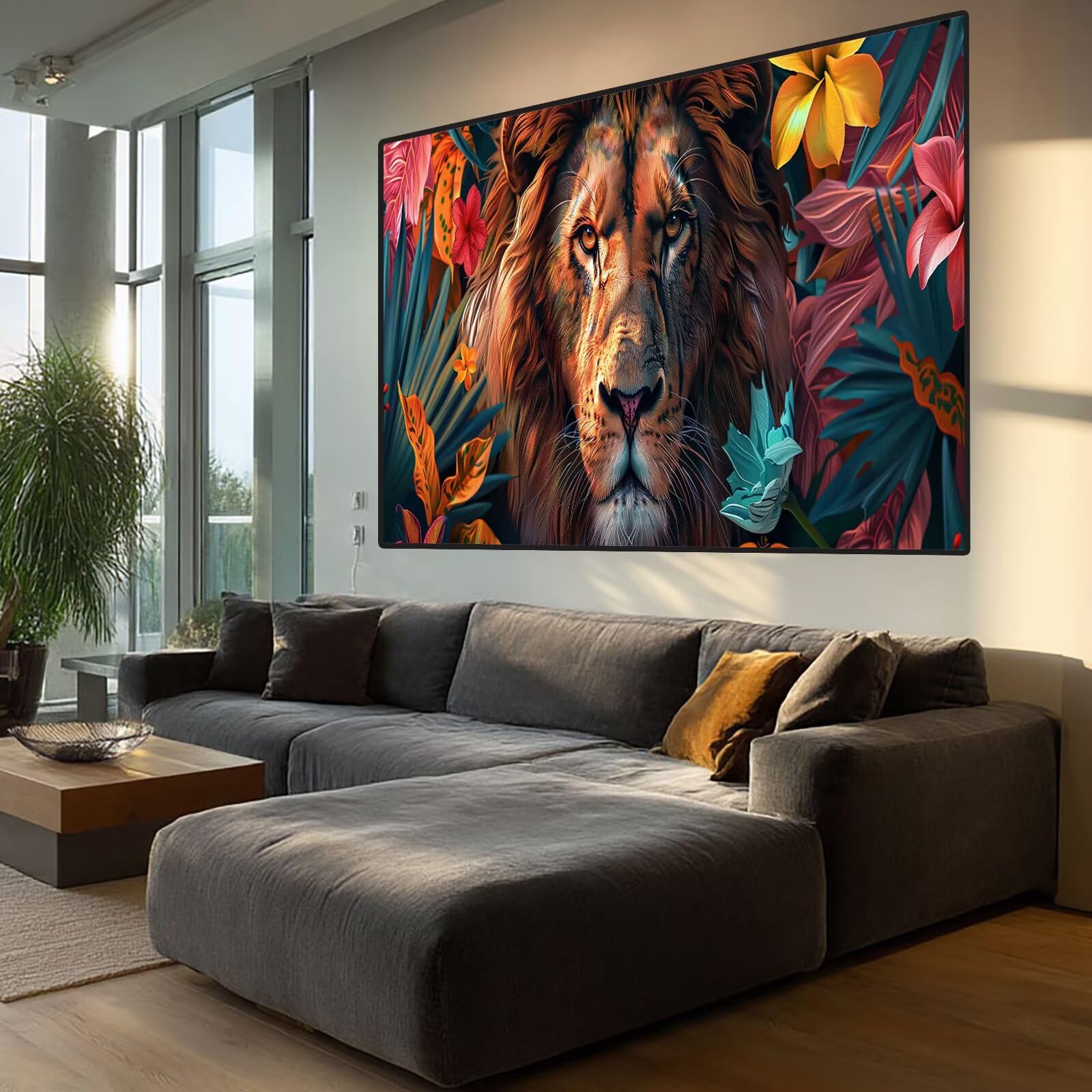 Lion Diamond Art Flower Diamond Painting Arts and Crafts dla dorosłych, zestawy do malowania diamentami 5D, dorosłych, Crysta, haft krzyżykowy, zestaw do haftowania dla początkujących, dekoracja