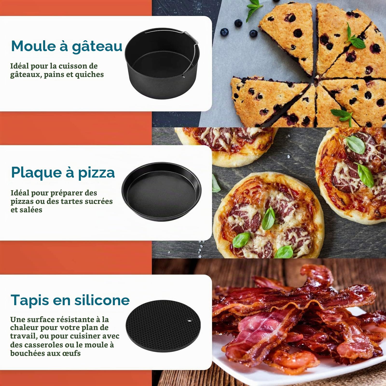 COSORI Friteuse sans Huile à Air Chaude 5,5L, Air Fryer avec 11 Programmes & Accessoires de Friteuse sans Huile 5,5 Litre, Plateau à Pizza/Corbeille à Pain/Support en Métal/Moule à Cake