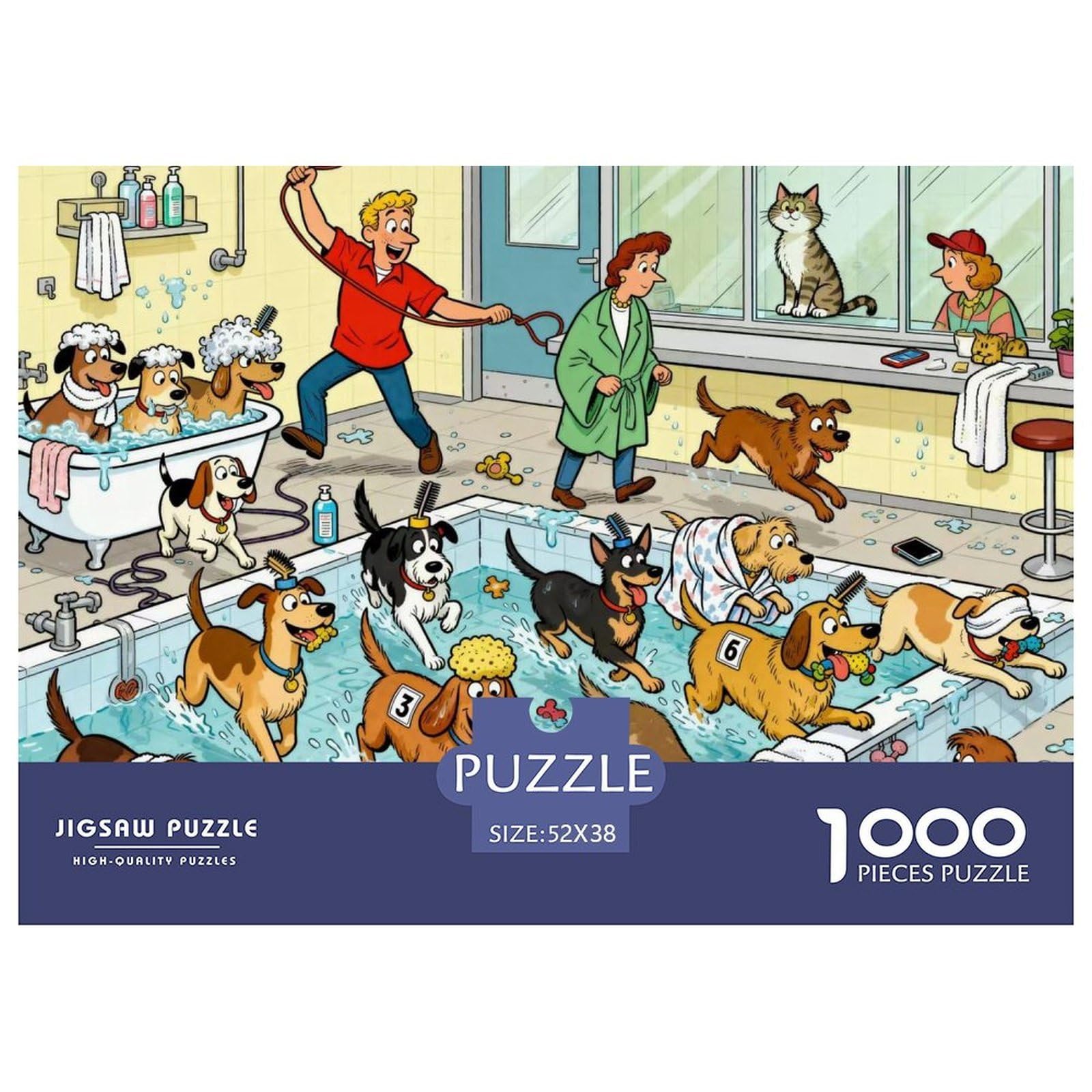 Pet Shop Dog Washing Area Wooden Jigsaw Puzzle Waterproof 1000 Piece Puzzles for Adults Challenging And Brainteasing Educational Games