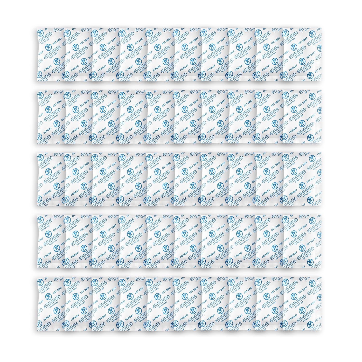 2 Gram [50 Packets] Fonday Food Grade Silica Gel Packs Desiccants - Moisture Absorbers, Desiccants Packets Dehumidifier Packs