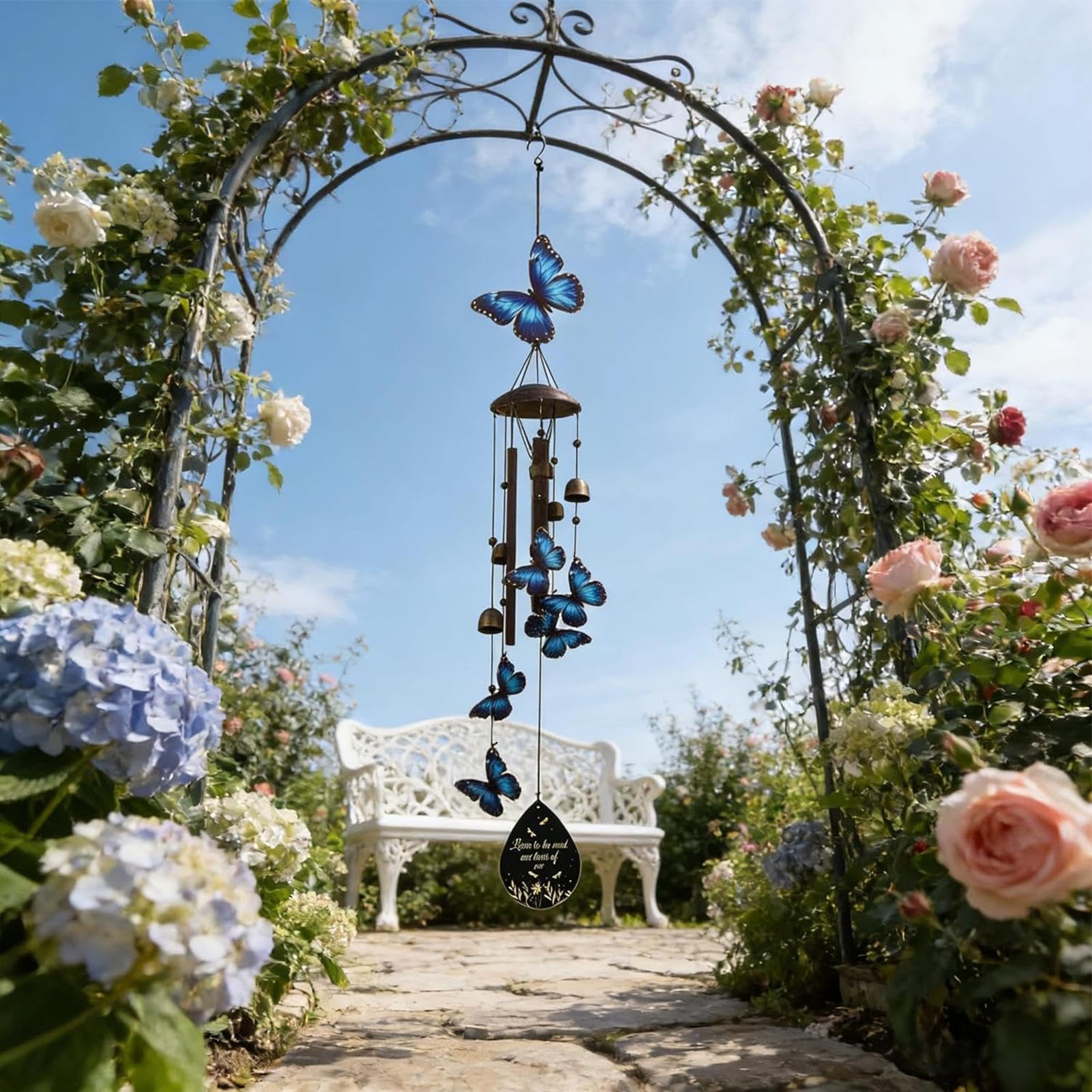 Duże dzwonki wiatrowe 96,5 cm Artystyczny metalowy motyl i koliber | Duże Dzwonki Wiatrowe Na Zewnątrz Na Podwórko, Balkon, Urodziny, Parapetówkę, Taras, Do Domu