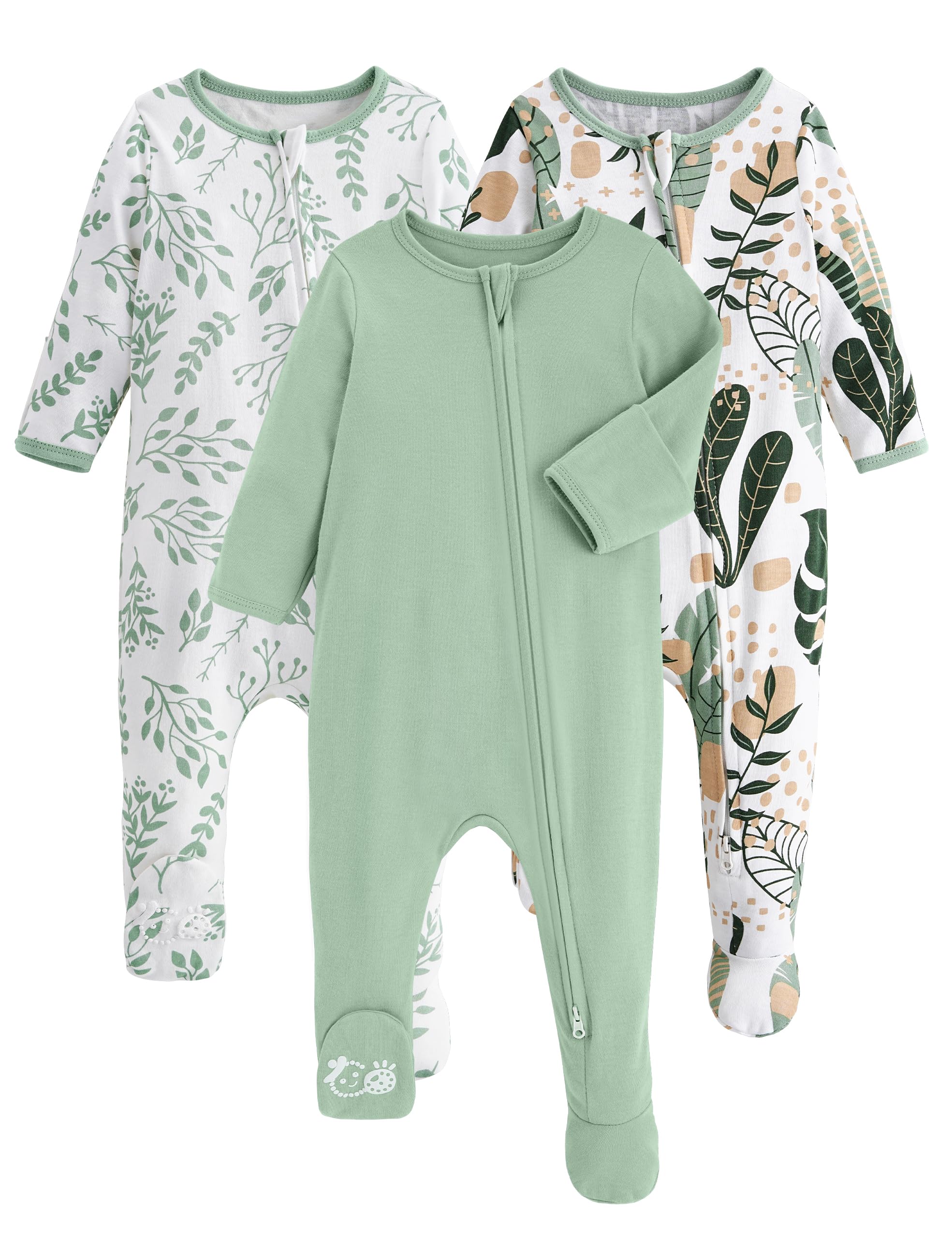 Yoofoss Baby Pajamas 100% Cotton Baby Sleepers for Newborn 0-3 3-6 6-9 Months Boys Girls Clothes 3Pack Soft Footed PJs