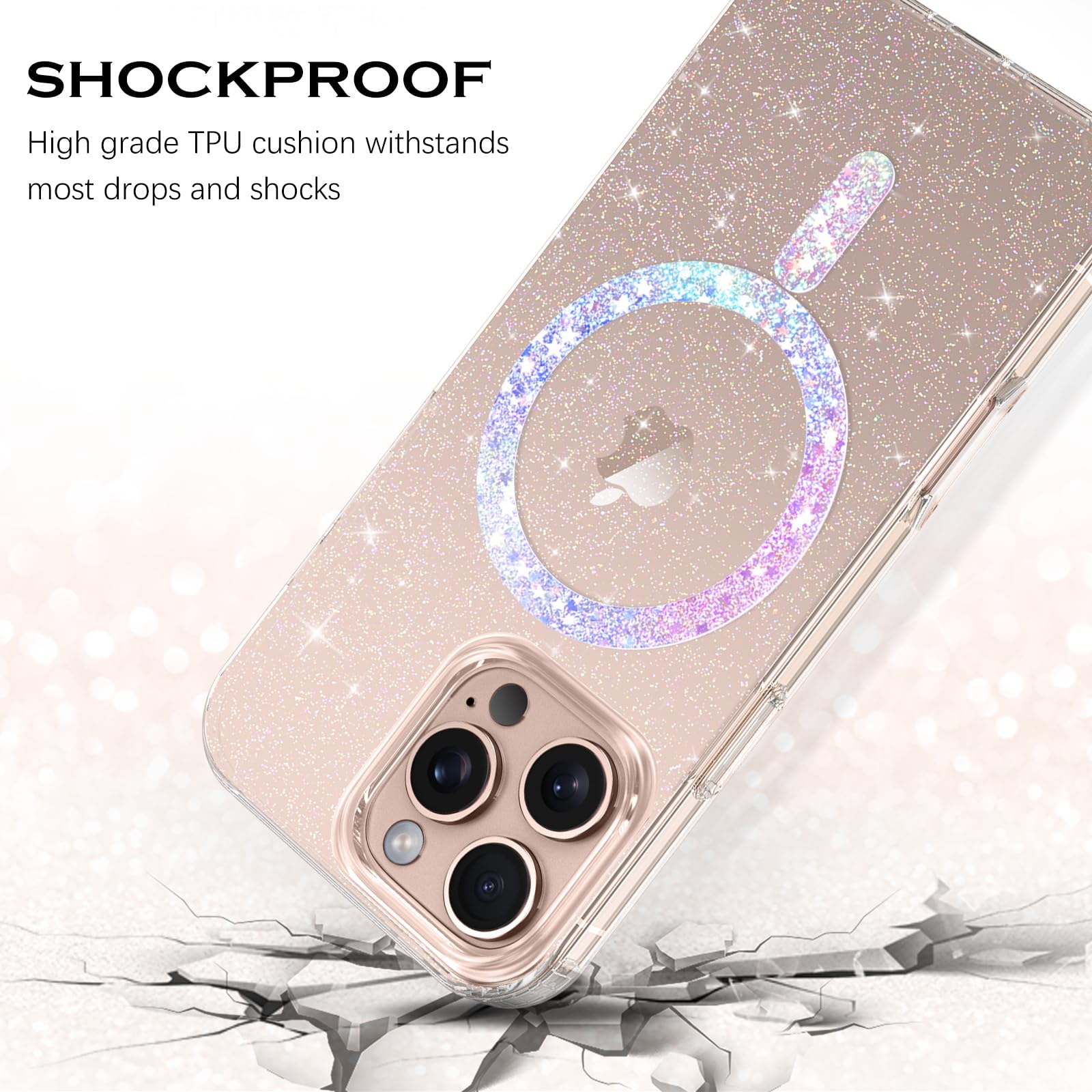YINLAI Cover Con Glitter Per IPhone 16 Pro Max, Magnetica