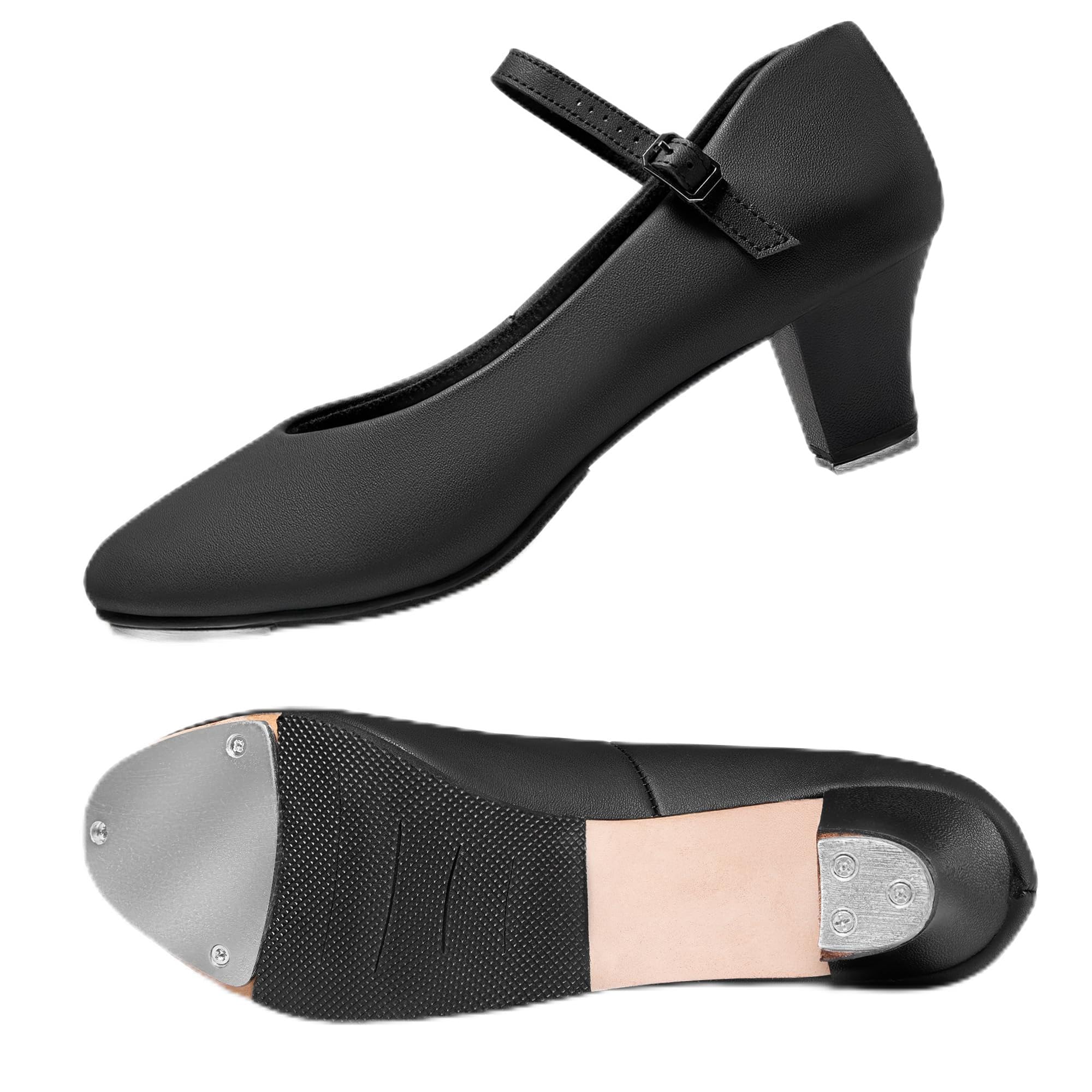 Character Tap - Scarpe da donna con suola divisa, colore: nero, con cinturino alla caviglia, per donne e adulti