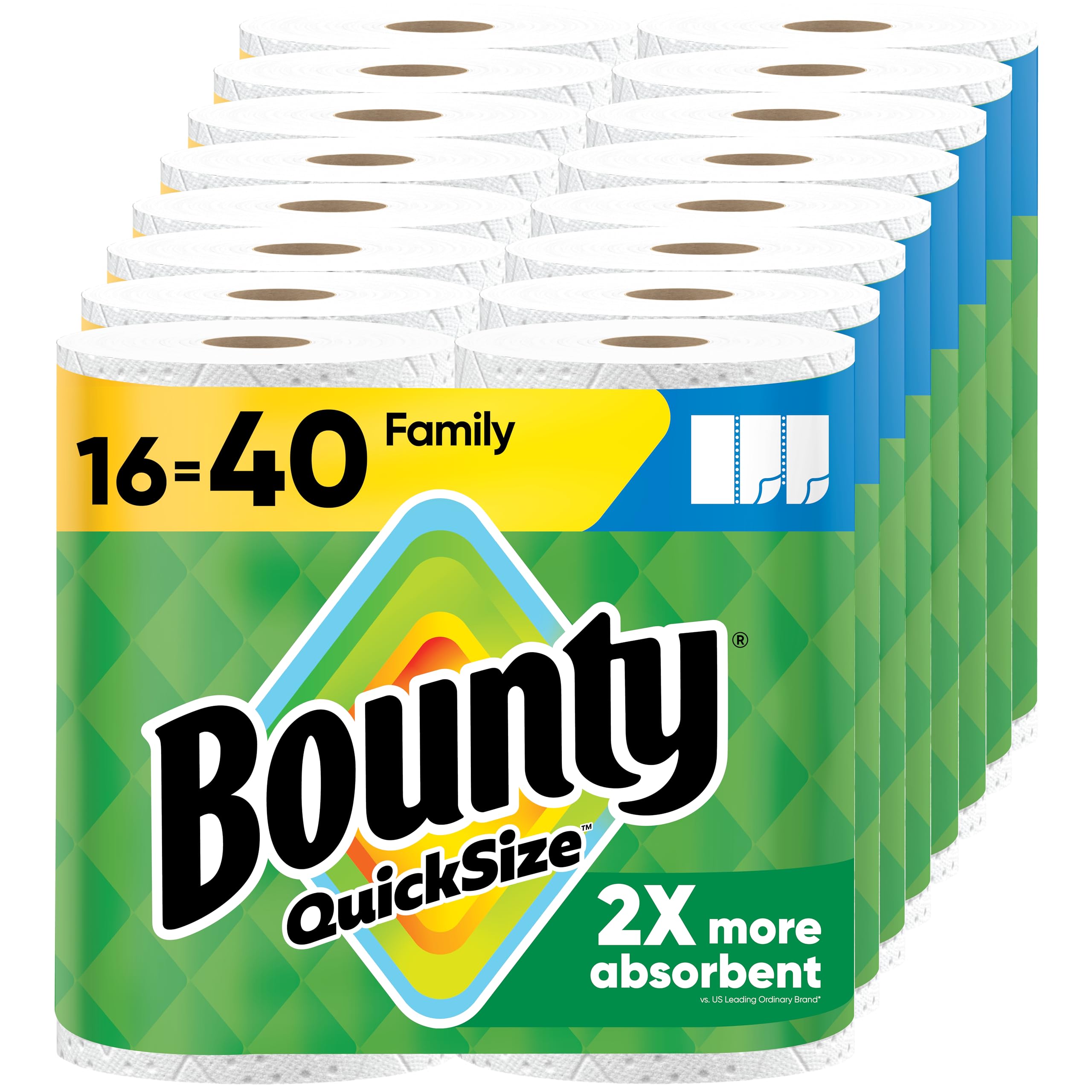 Bounty Quick-Size Paper Towels, 16 Family Rolls, White