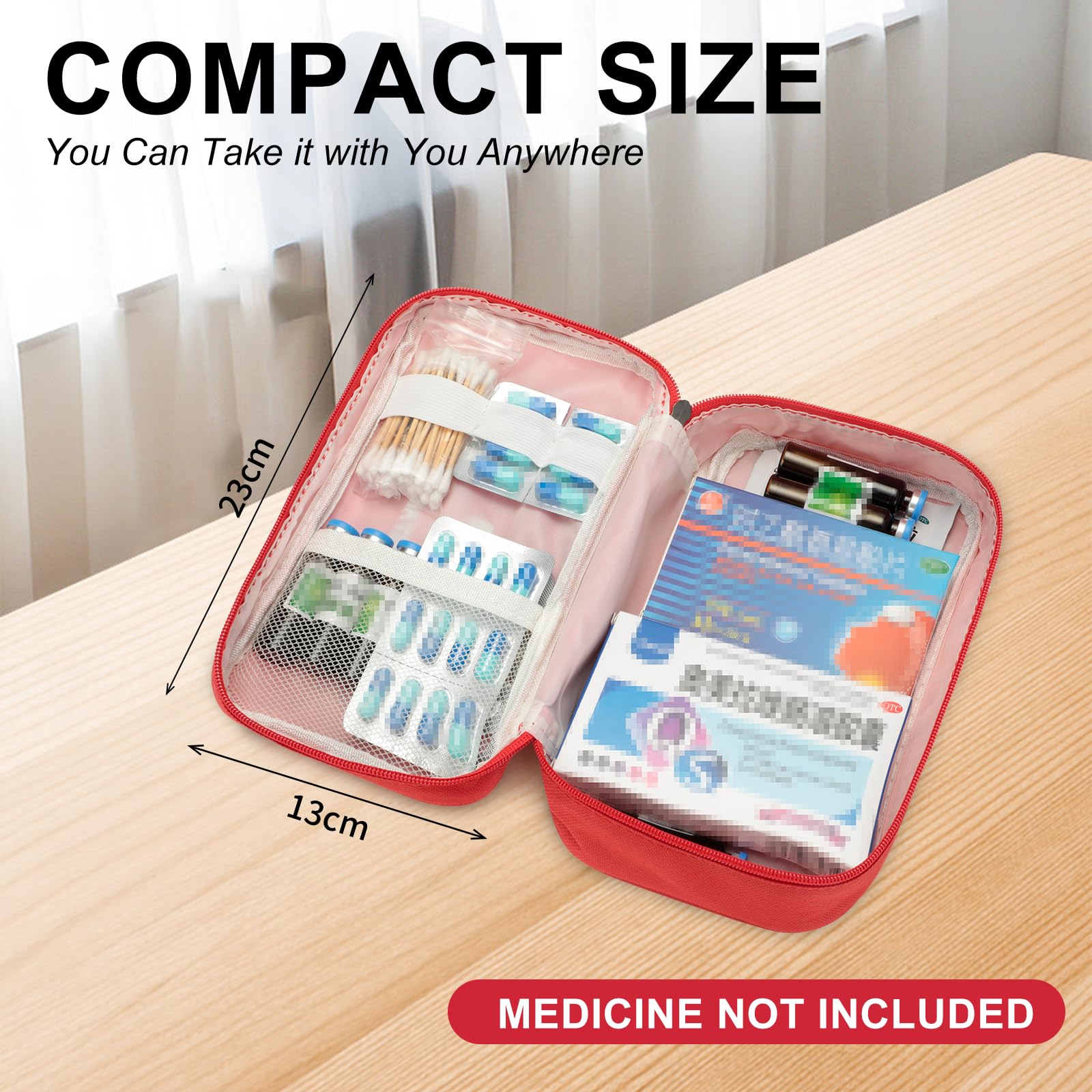 VINATO Kit di Primo Soccorso, Vuota Borsa di Pronto Soccorso, Porta Medicine da Viaggio, Borsa Medica Portatile, Pacchetto di Medicina per Emergenze a Casa Viaggio Ufficio Auto all'Aperto (Rosso)