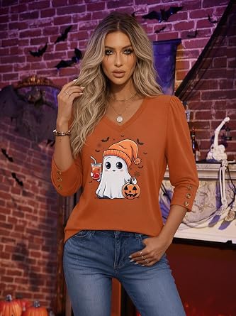 Zeagoo Womens 3/4 Sleeve V Neck T Shirts Dressy Casual Tops