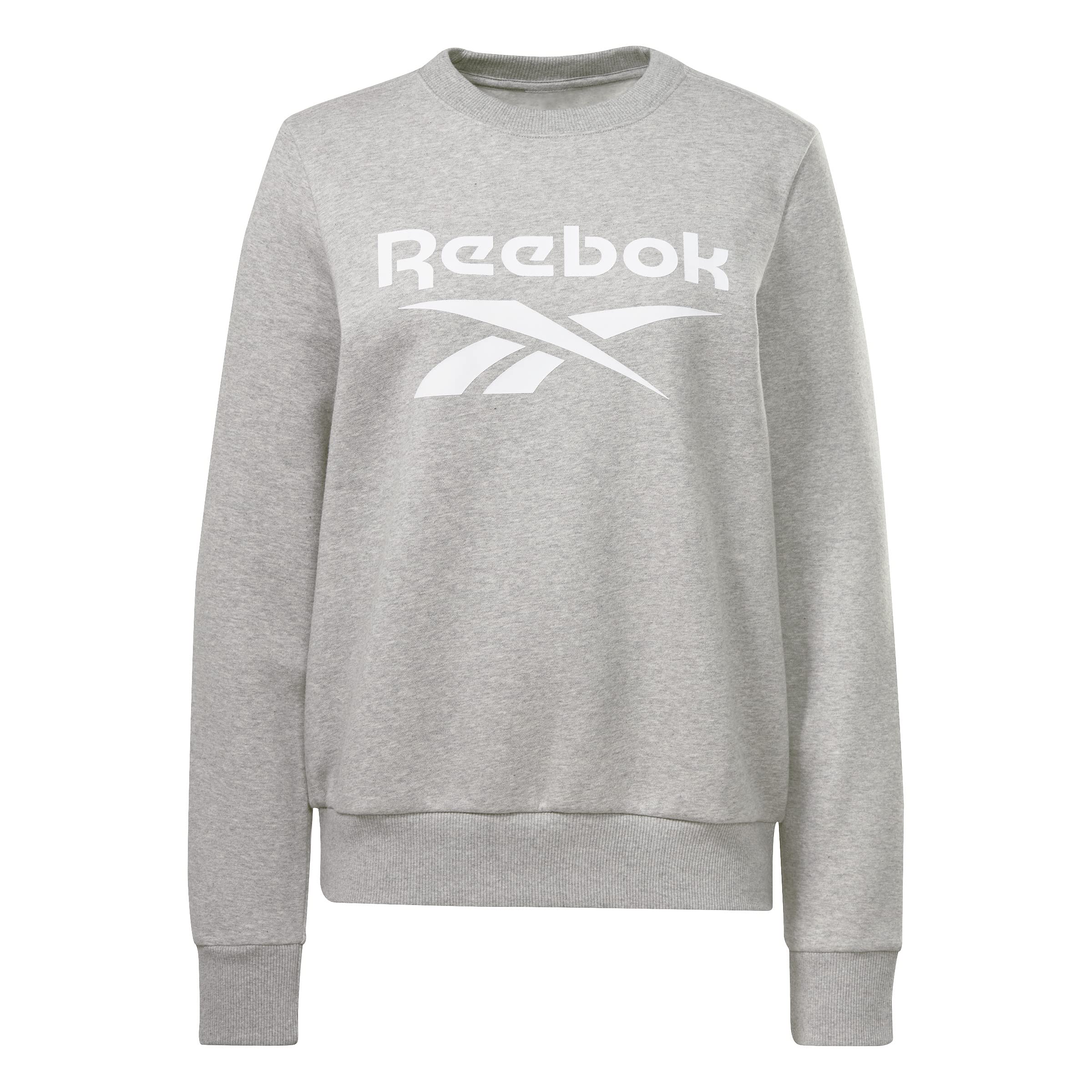 Reebok Women's Big Logo Fleece Crew Sweatshirt, medium grey heather, M
