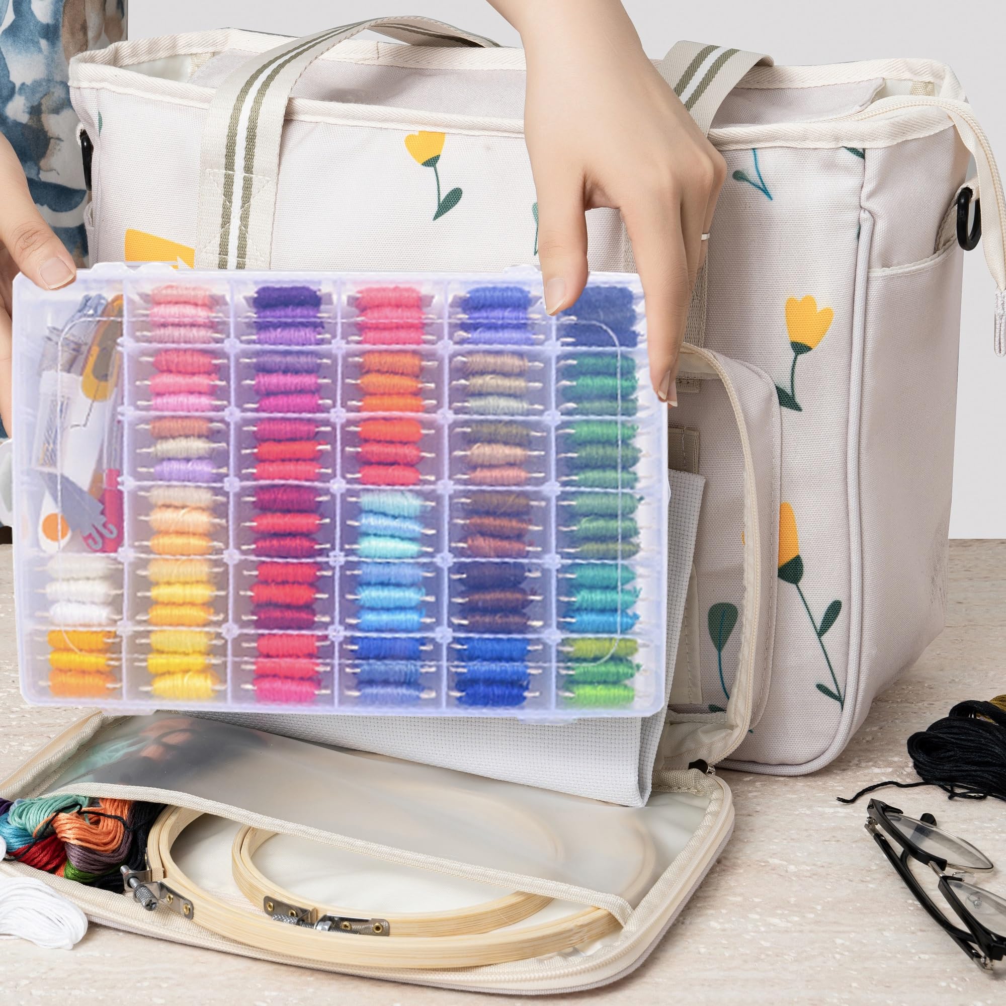 Peirich Kit de démarrage de broderie, sac de projet, avec boucle