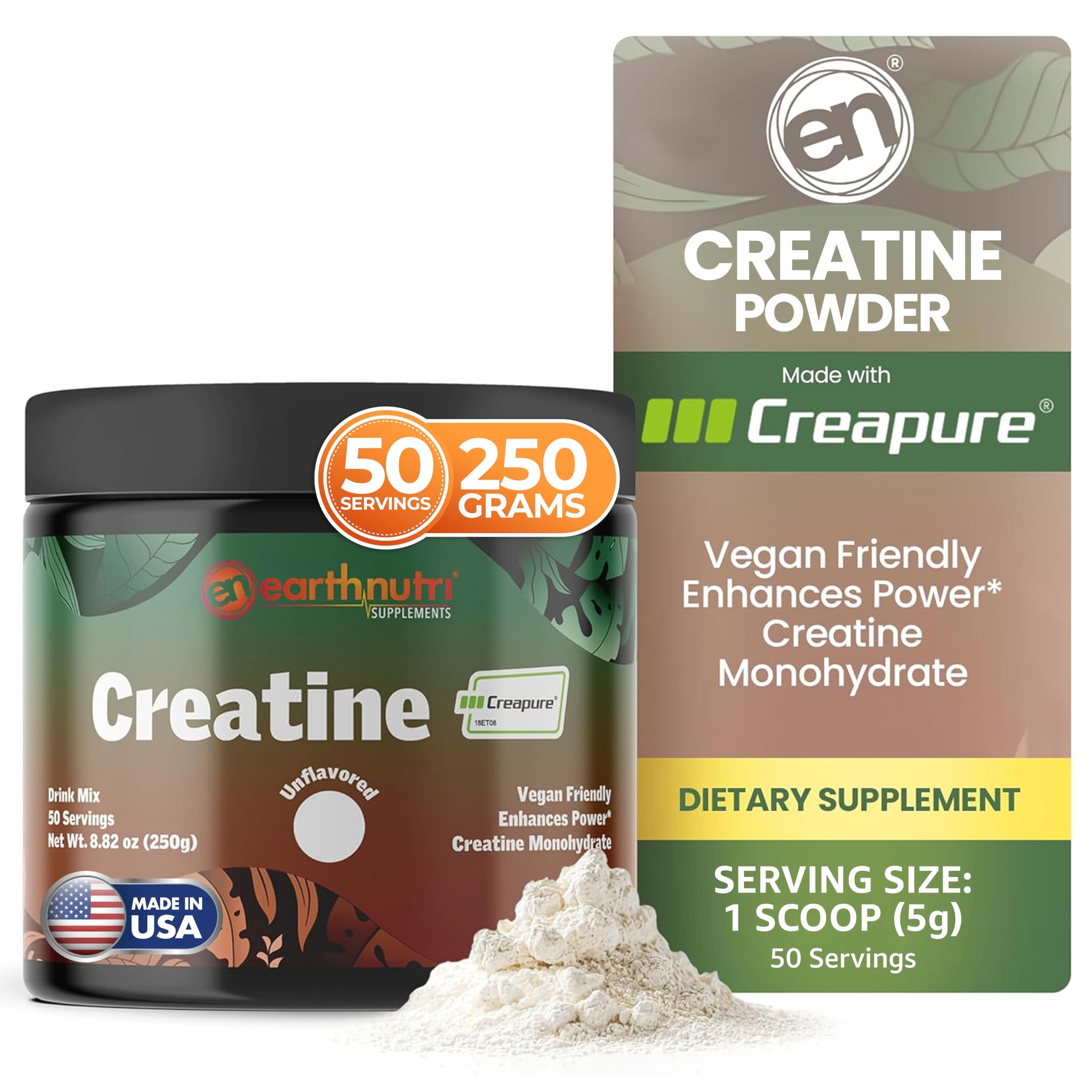 Creatine Monohydrate Powder - Pure Creatine Supplement for Muscle Strength, Strength & Performance – Non-GMO, Sugar-Free, Additive-Free – for Men & Women, Unflavored 250g