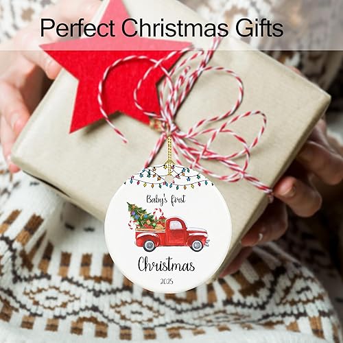 Miniatura 7 de Adorno para la primera Navidad del bebé 2025, adorno de mi primera Navidad 2025, adornos de Navidad para bebés de 2.9 pulgadas, decoración colgante