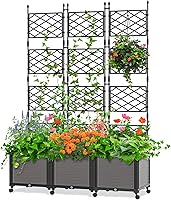 Vista 8 de DoCred Jardinera elevada de 60 pulgadas de alto con ruedas, maceta de tomate con enrejado para trepar verduras, plantas, jaula de tomate, uso