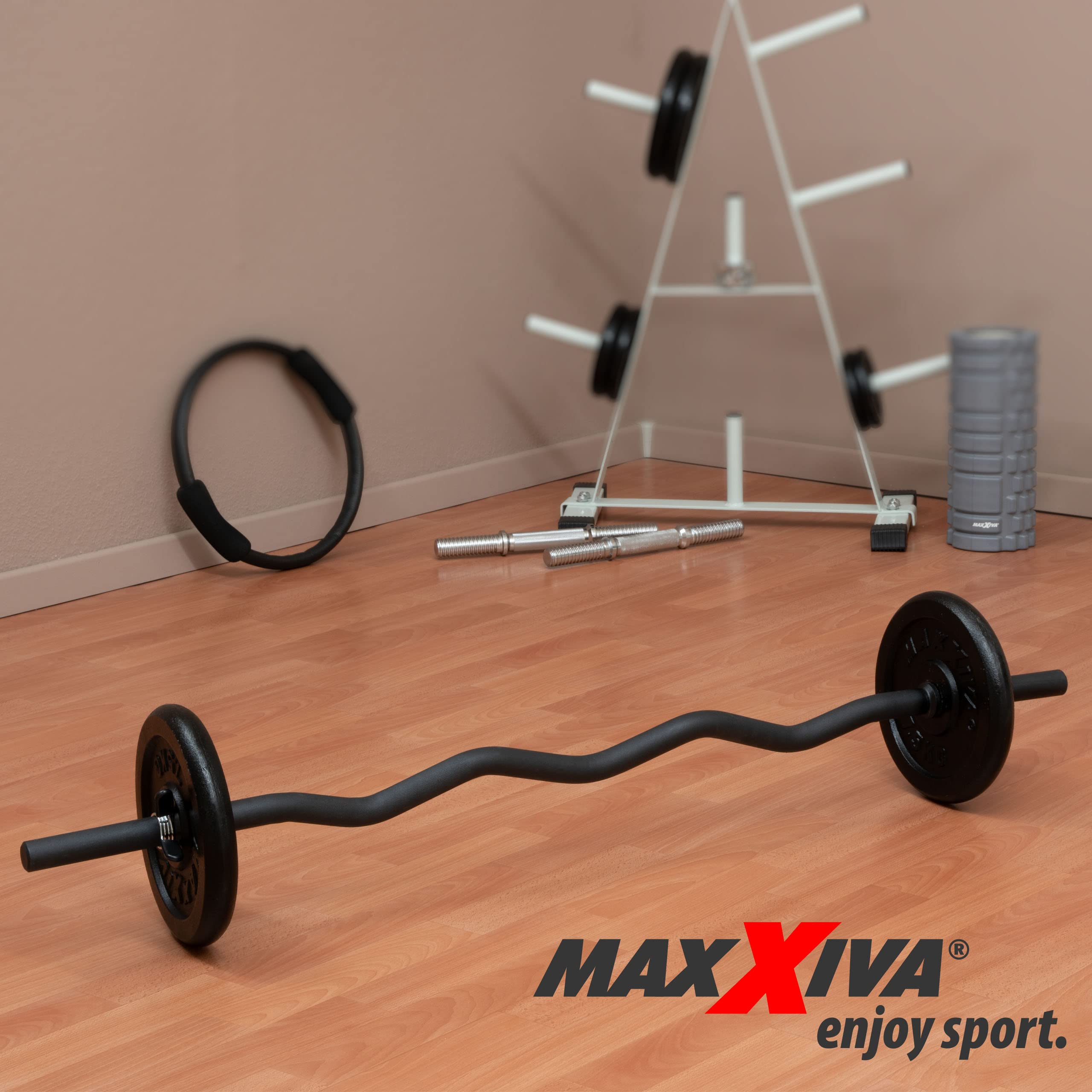 Curlstange 120 cm Krafttraining Zugstange schwarz Federverschluss Workout Bodybuilding Fitness-Zubehör Gewichtheben