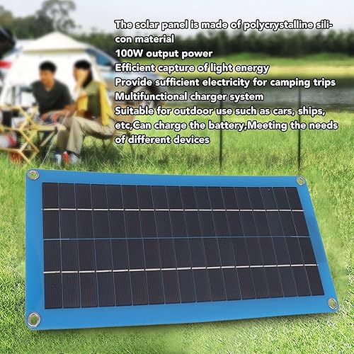 Miniatura 5 de Kit de panel solar portátil, panel solar portátil de silicona policristalina ligera de conservación de energía 100 W para automóviles