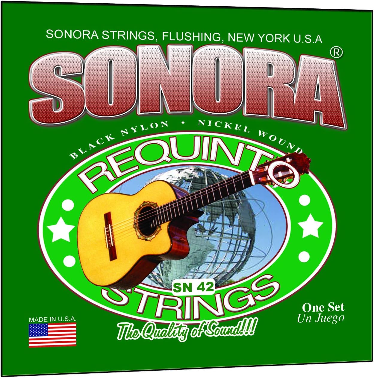 Made In USA, Sonora Strings SN42 Requinto Black Nylon Nickel Wound Cuerdas Requinto