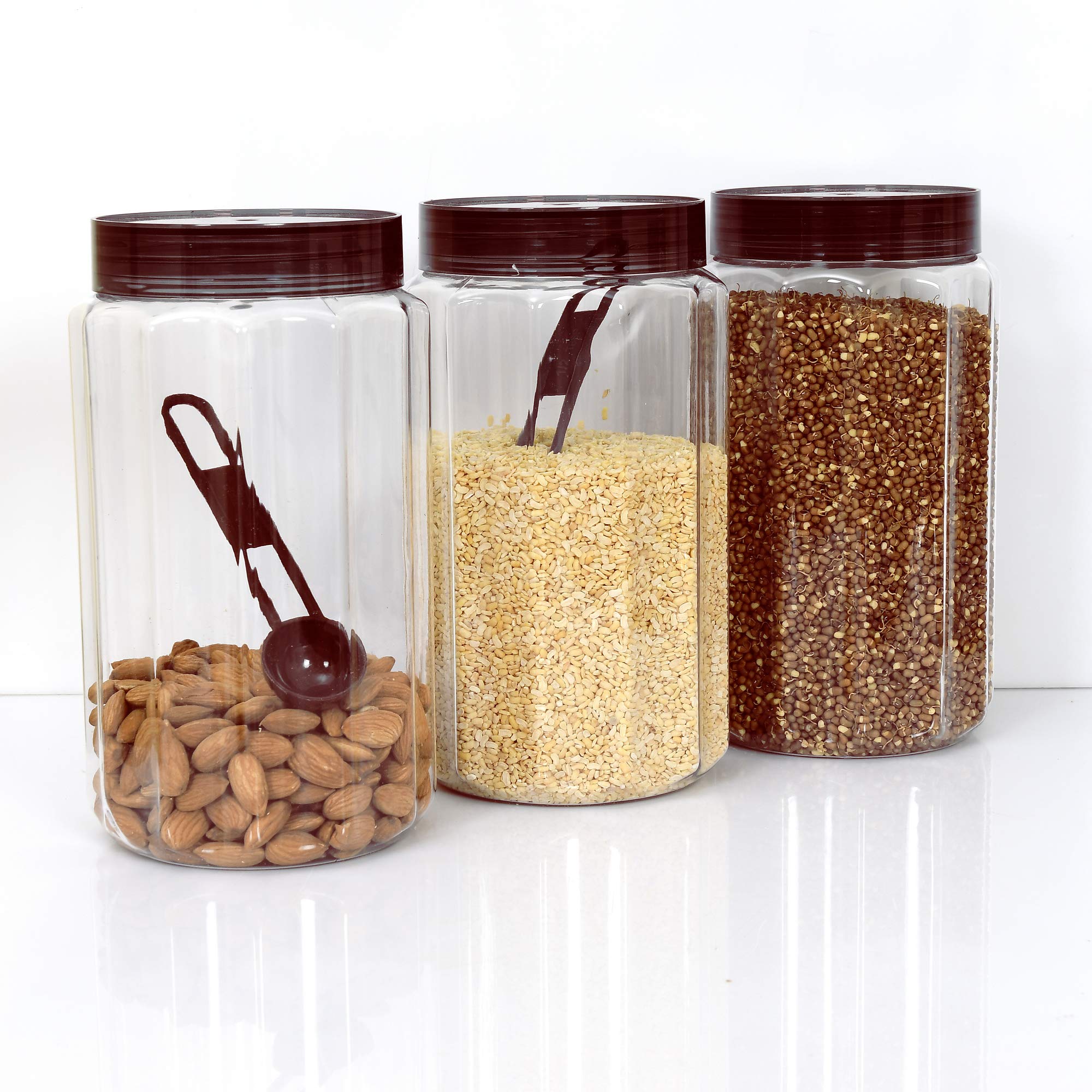 Kuber Industries Opal Airtight Food Storage Containers Kitchen Containers for Kitchen Storage (Set of 3, 1800 ml, Brown)-KUBMART11031