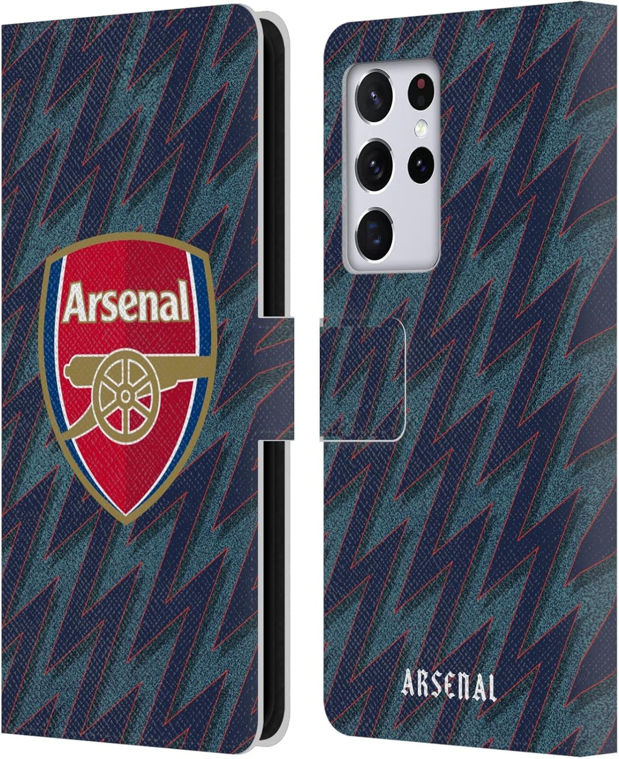 Head Case Designs Officially Licensed Arsenal FC Third 2021/22 Crest Kit Leather Wallet Case Compatible with Samsung Galaxy S21 Ultra 5G