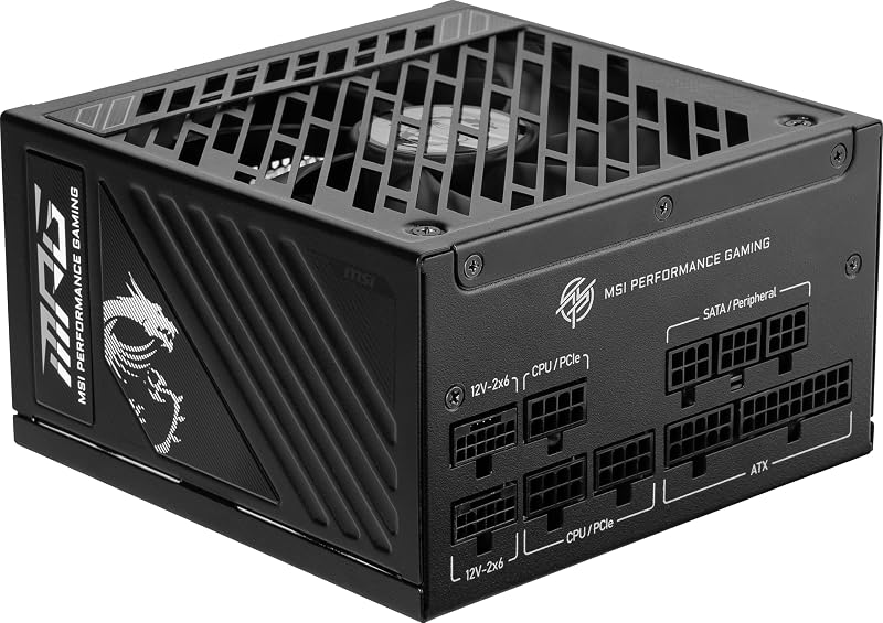 MPG A1250GS PCIE5 II, fuente de alimentación para juegos totalmente modular de 1250 W, 80+ Gold, cables duales de 12 V-2x6, condensador de calidad de servidor, ATX 3.1 y PCIe 5.1, bajo nivel de ruido, PCIe x 3 de 8 pines, 10 años de garantía