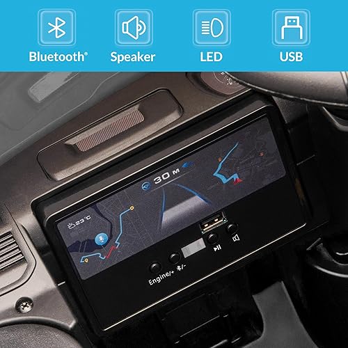 Miniatura 4 de Kidzone Camión de policía de 12 V, auto eléctrico RAM 3500 con licencia para niños con control remoto, música Bluetooth, luces LED, puertas