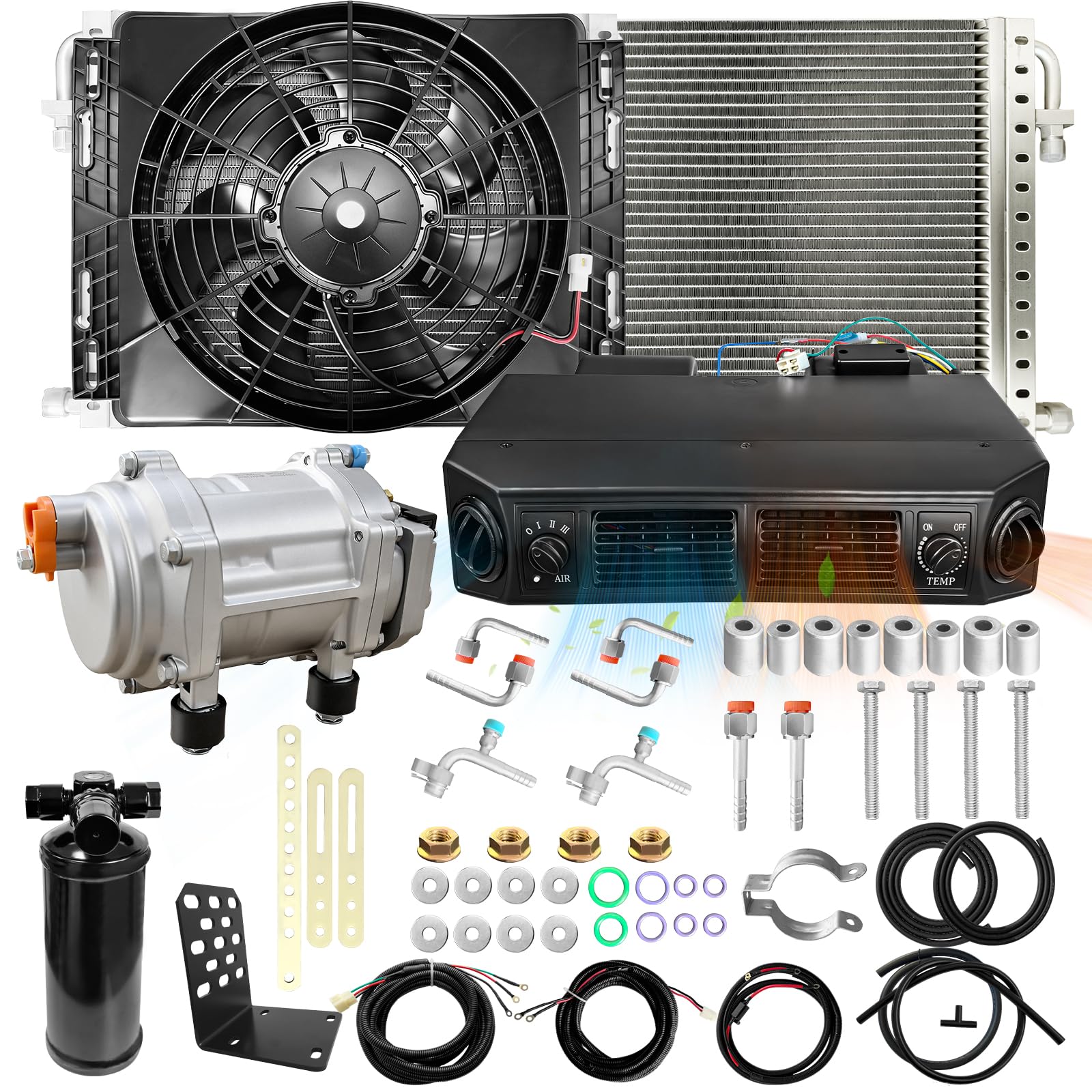DC 24V AC unit underdash air conditioner kit cool and heat fit for truck rv cab vans pickup vintage cars energy-saving low noise universal electric parking air conditioners