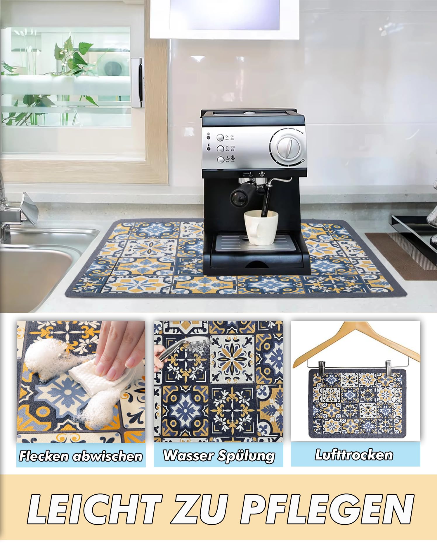Kaffeemaschine Abtropfmatte 50x30cm - Saugfähige Unterlage Für Küche & Bad