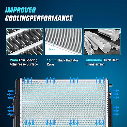 Miniatura 5 de Nilight Radiador RAD912 para Honda Accord 2003 2004 2005 2006 2007 2.4L FWD, reemplaza CU2797, reemplazo de aluminio de rendimiento OEM.