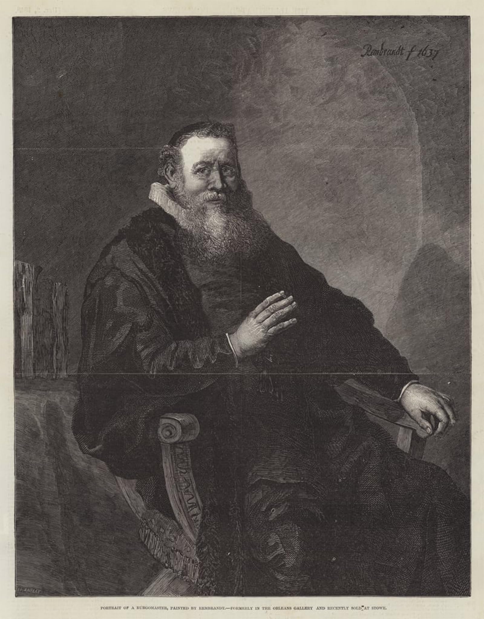 POSTERIIk Vintage Art Print Images Pictures Print Portrait of a Burgomaster by Rembrandt van Rijn Modern Colour Posters for Office Home Decor 60x90cm