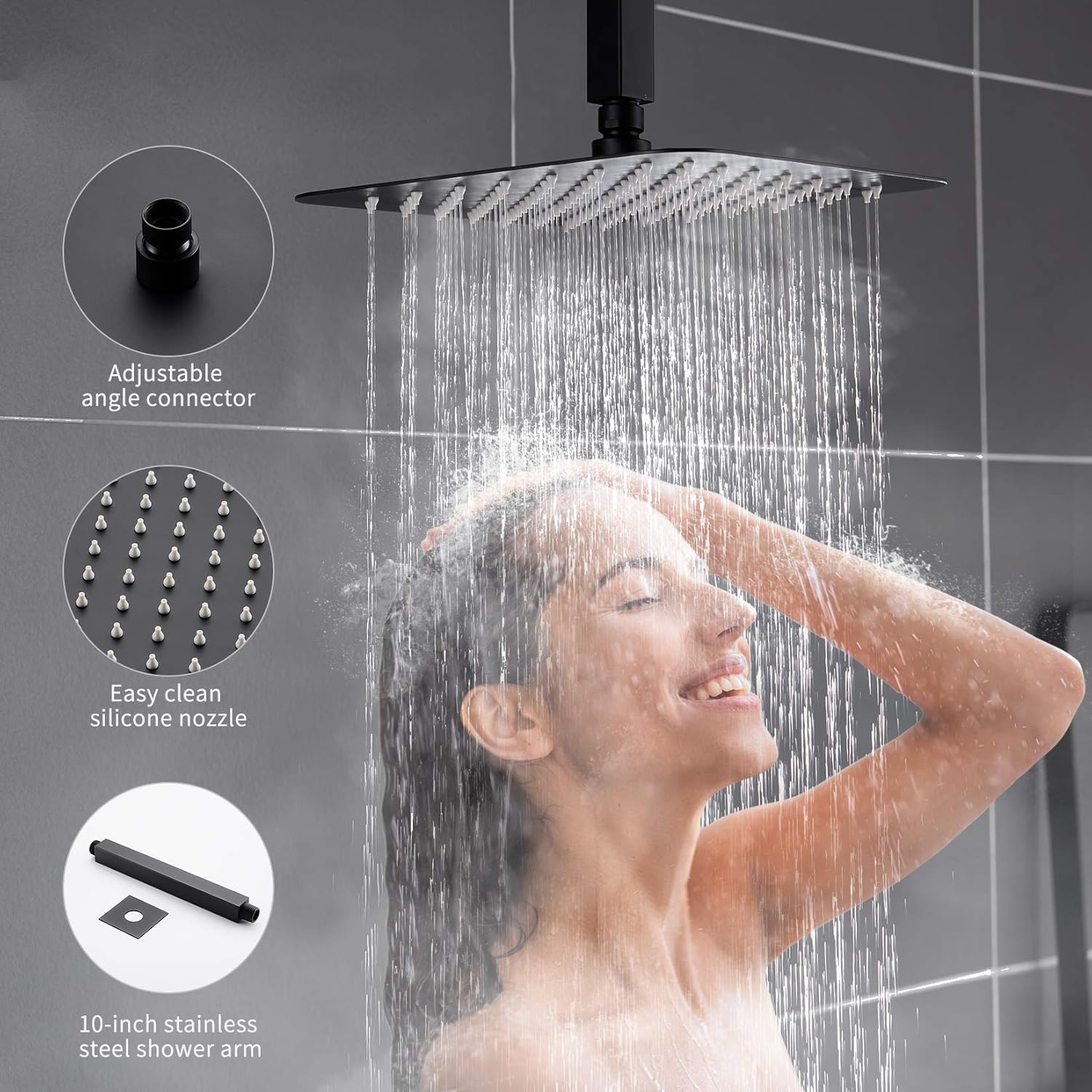 Holiday Deals 🛒 ESNBIA Shower System, Bathroom 12 Inches Rain Shower Head with Handheld Combo Set, Ceiling Mounted High Pressure Rainfall Dual Shower Head System, Shower Faucet Set with Valve and Trim, Matte Black Buy 1 get 1 ESNBIA Shower System, Bathroom 12 Inches Rain Shower Head with Handheld Combo Set, Ceiling Mounted High Pressure Rainfall Dual Shower Head System, Shower Faucet Set with Valve and Trim, Matte Black