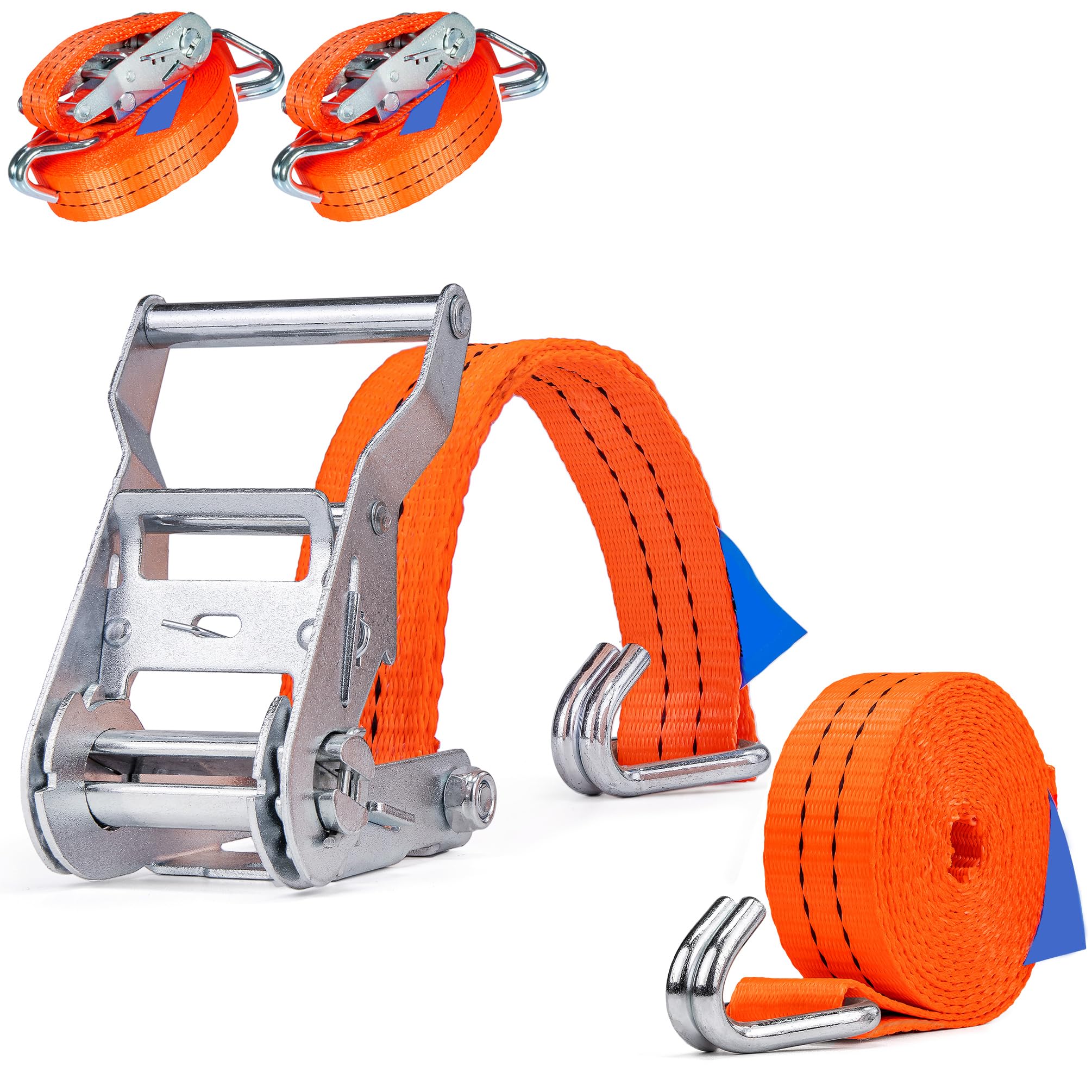2 Piezas 2000kg 6m Correas de Amarre con trinquete 2 Piezas con Gancho Correa de trinquete Correas de Amarre Naranja 35mm 2000 Dan 2t Industrie PLANET