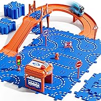 Vista 10 de Rompecabezas de 3 niveles para niños de 3 a 5 años, 5 a 8 años, 59 piezas, incluye 2 autos y letreros de tráfico, regalos educativos de cumpleaños