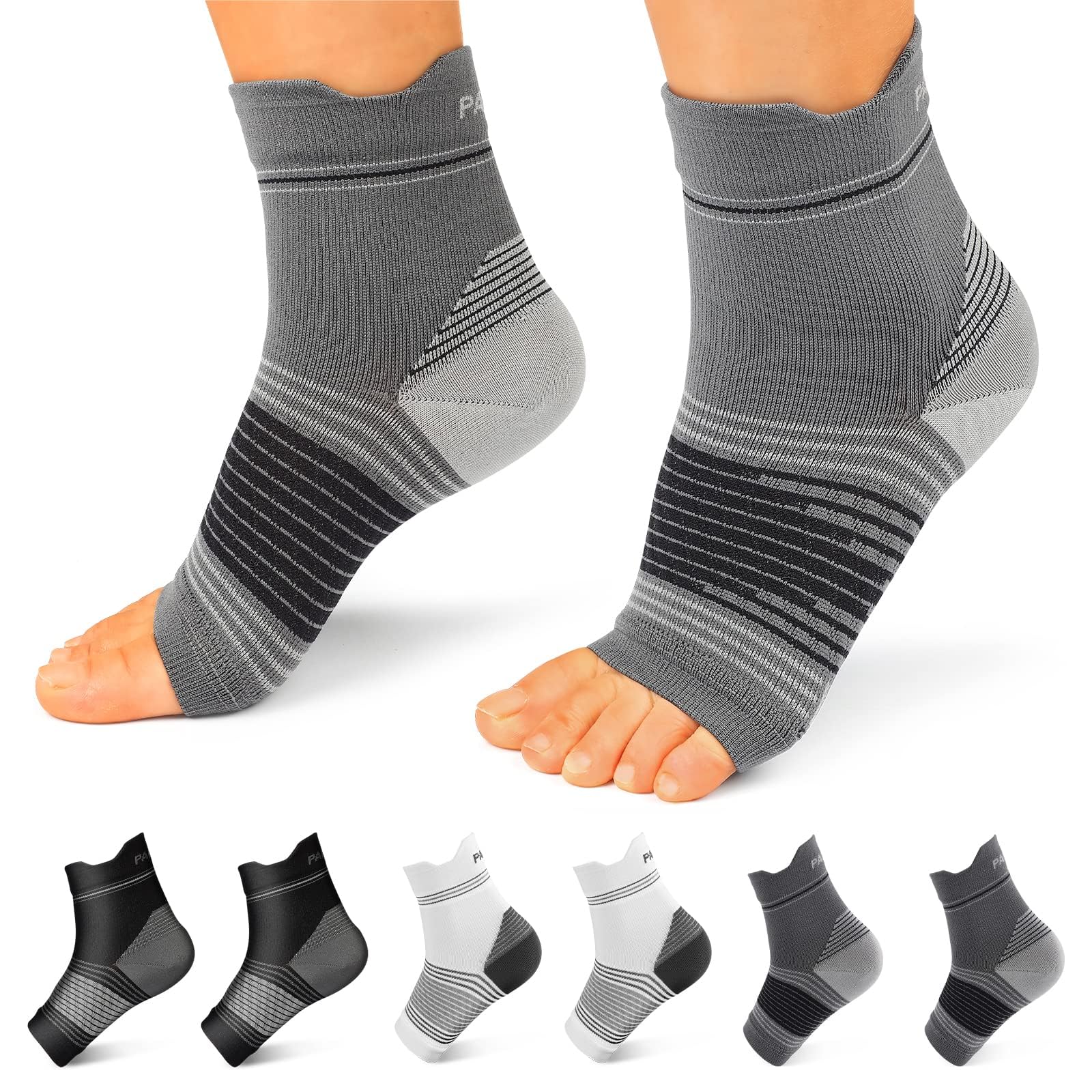 6 Pairs Plantar Fasciitis Socks for Men & Women, Ankle Brace Compression Socks with Arch Support for Achilles Tendonitis, Heel Pain, Swelling &